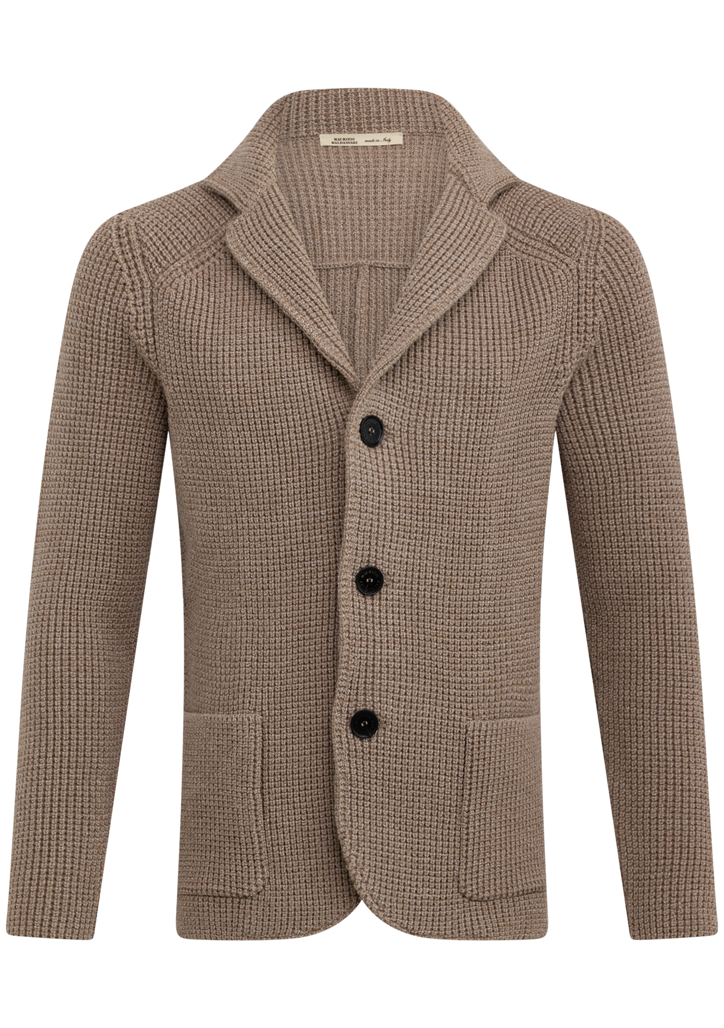 Knitted cardigan van scheerwol | Beige Melee