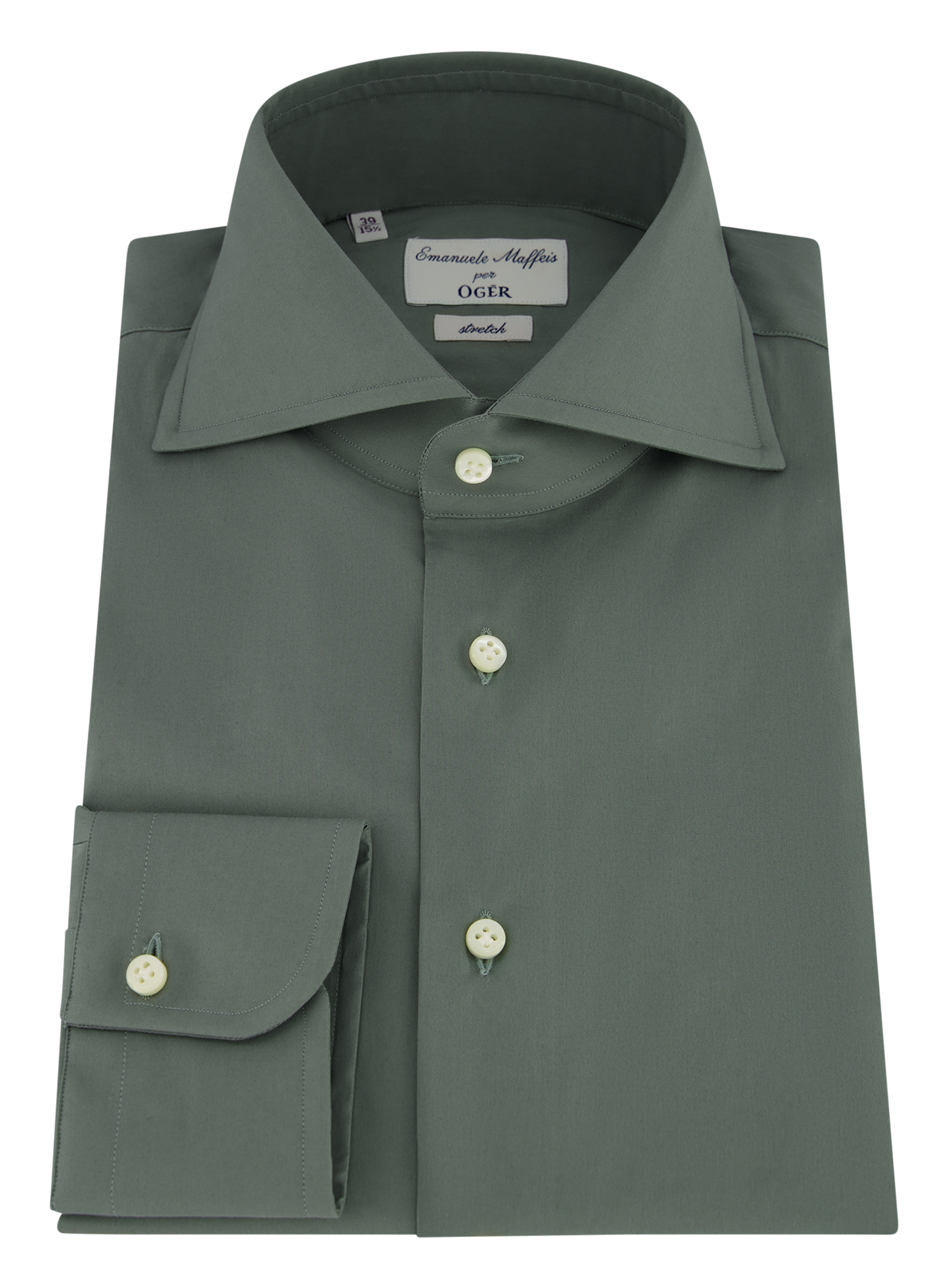 Stretch shirt van katoen | Groen
