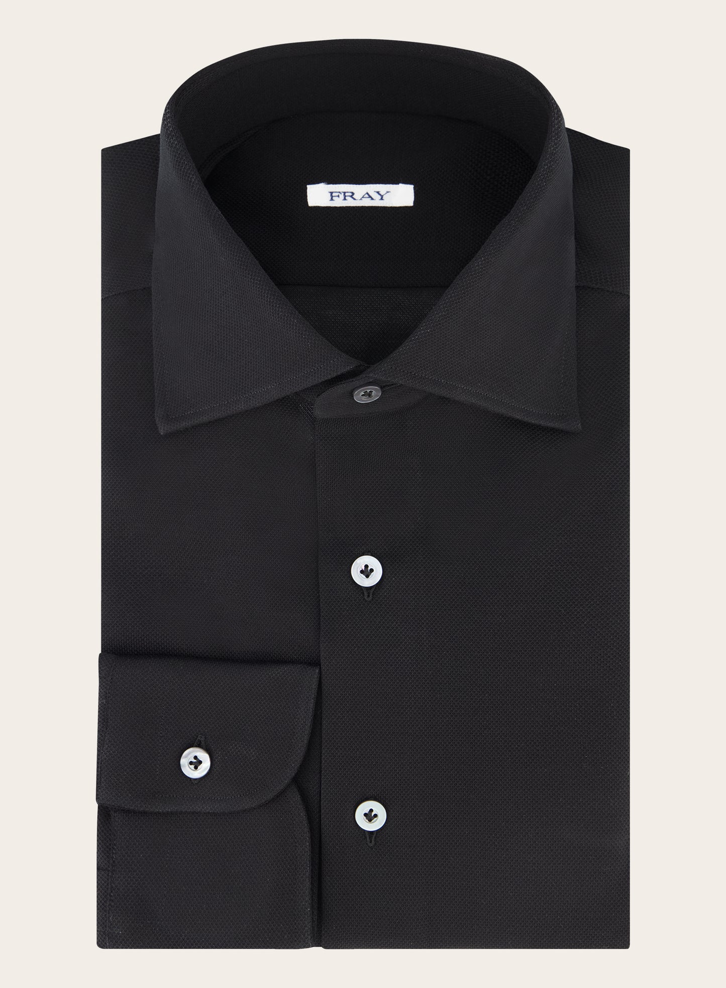 Regular-fit Gabriel shirt van piqué katoen | Zwart
