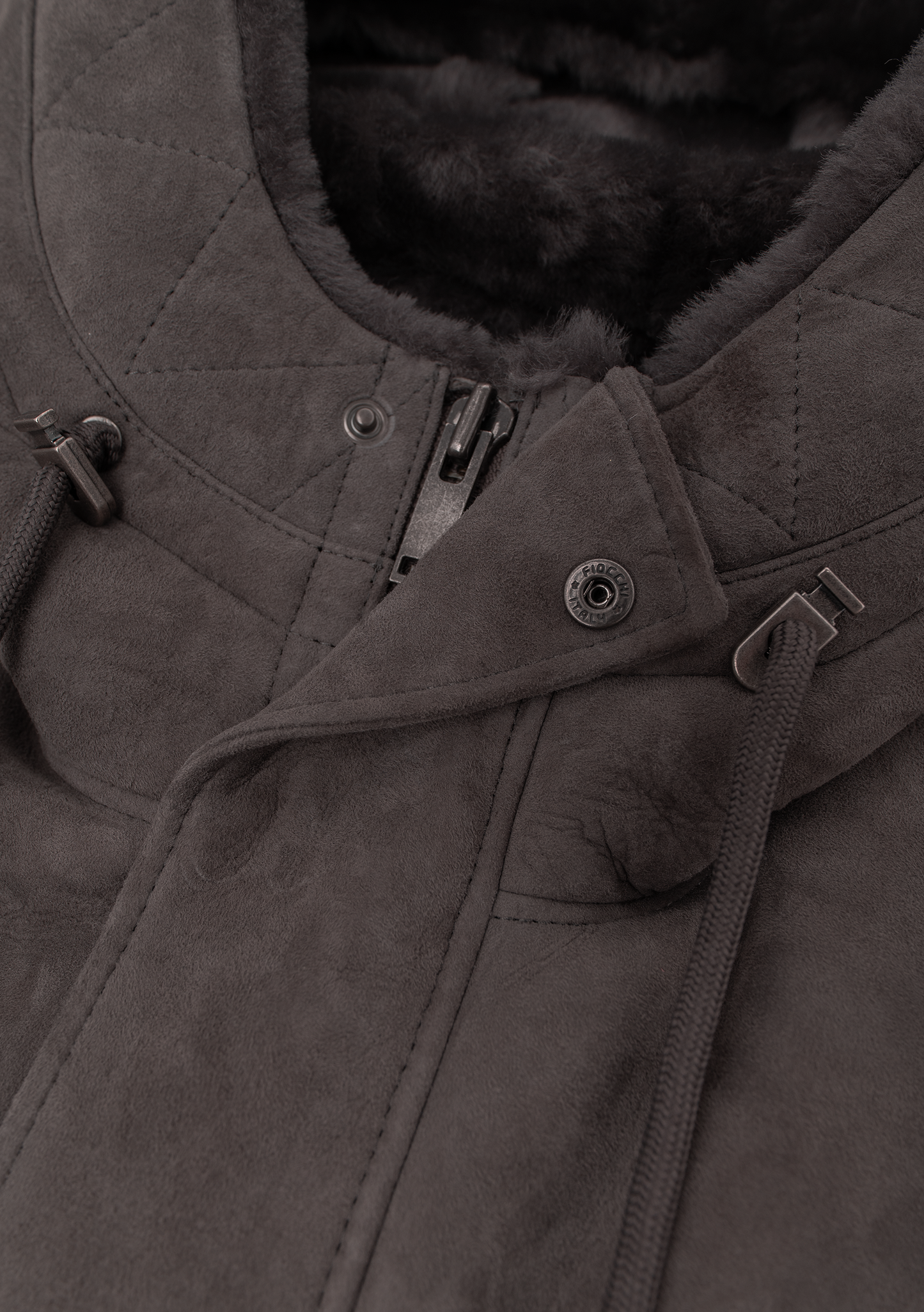 Shearling jas van suede | FULL_WIDTH | Grijs