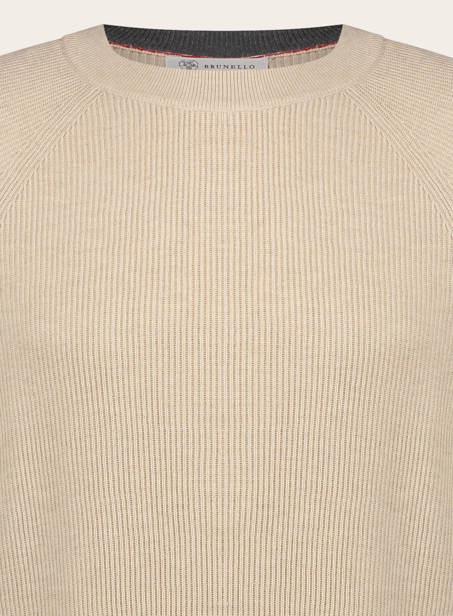 Slim-fit rib-knit trui van katoen | Beige