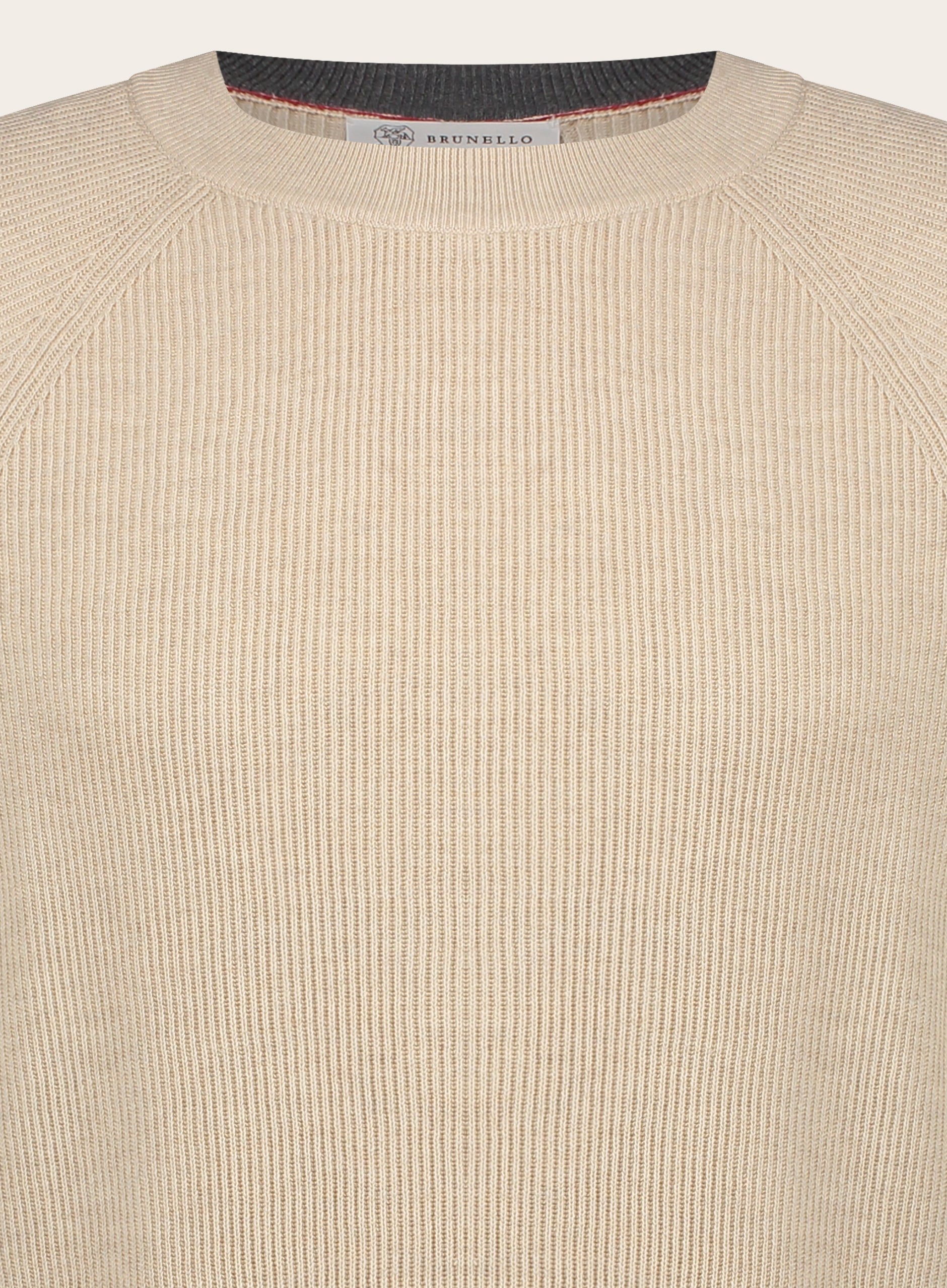 Slim-fit rib-knit trui van katoen | Beige
