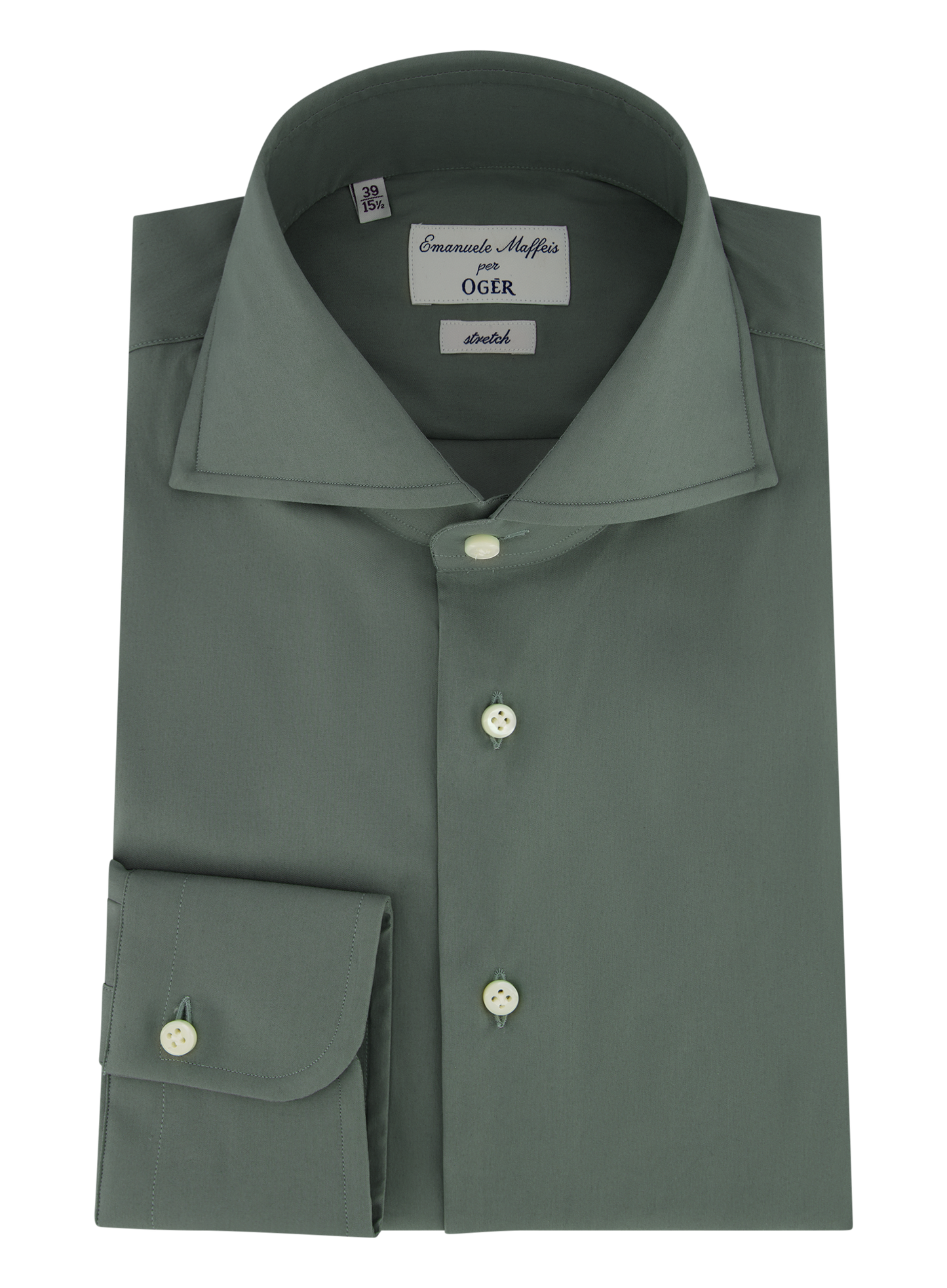 Stretch shirt van katoen | Groen