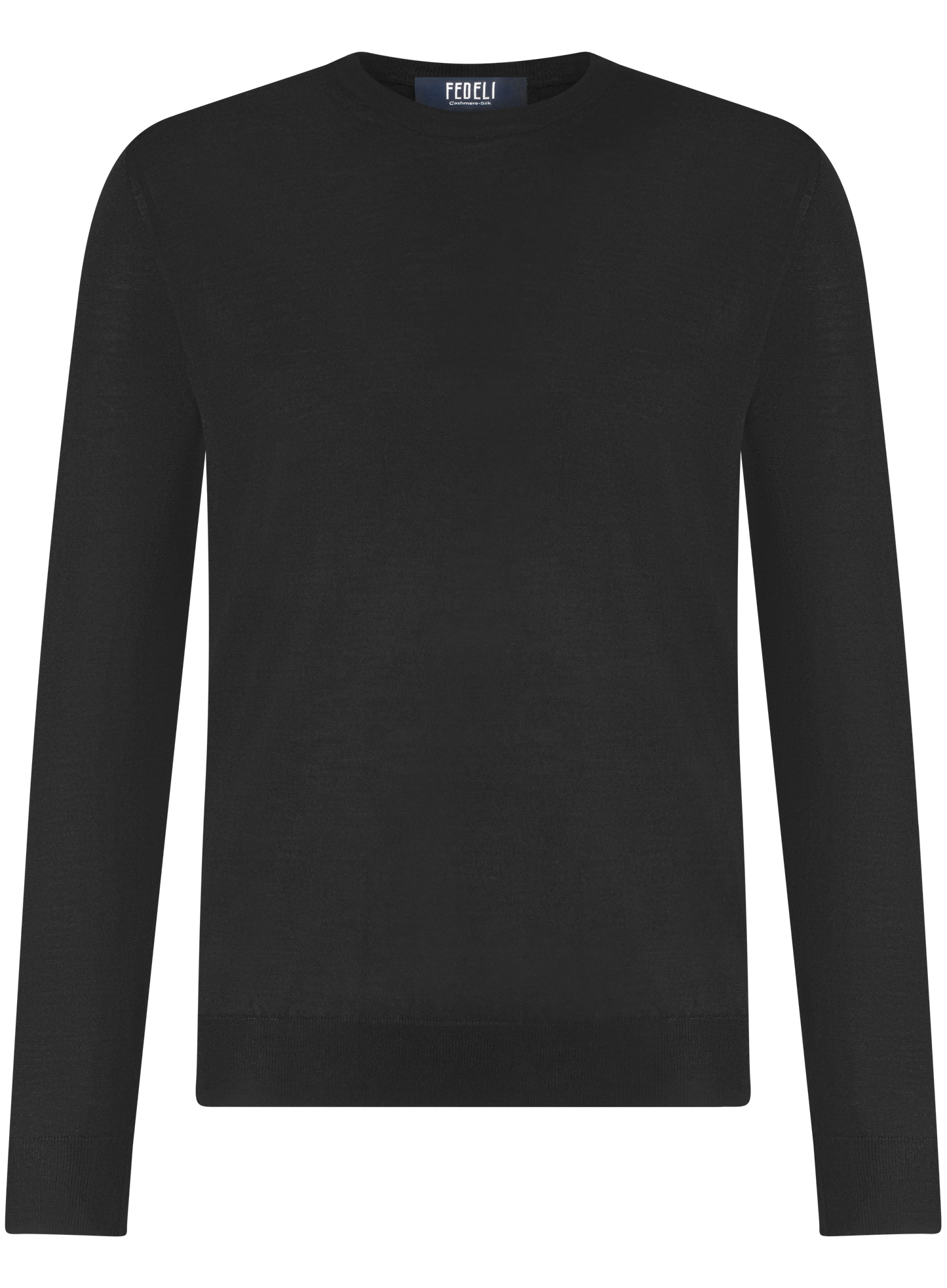Longsleeve crewneck van cashmere en zijde | Zwart