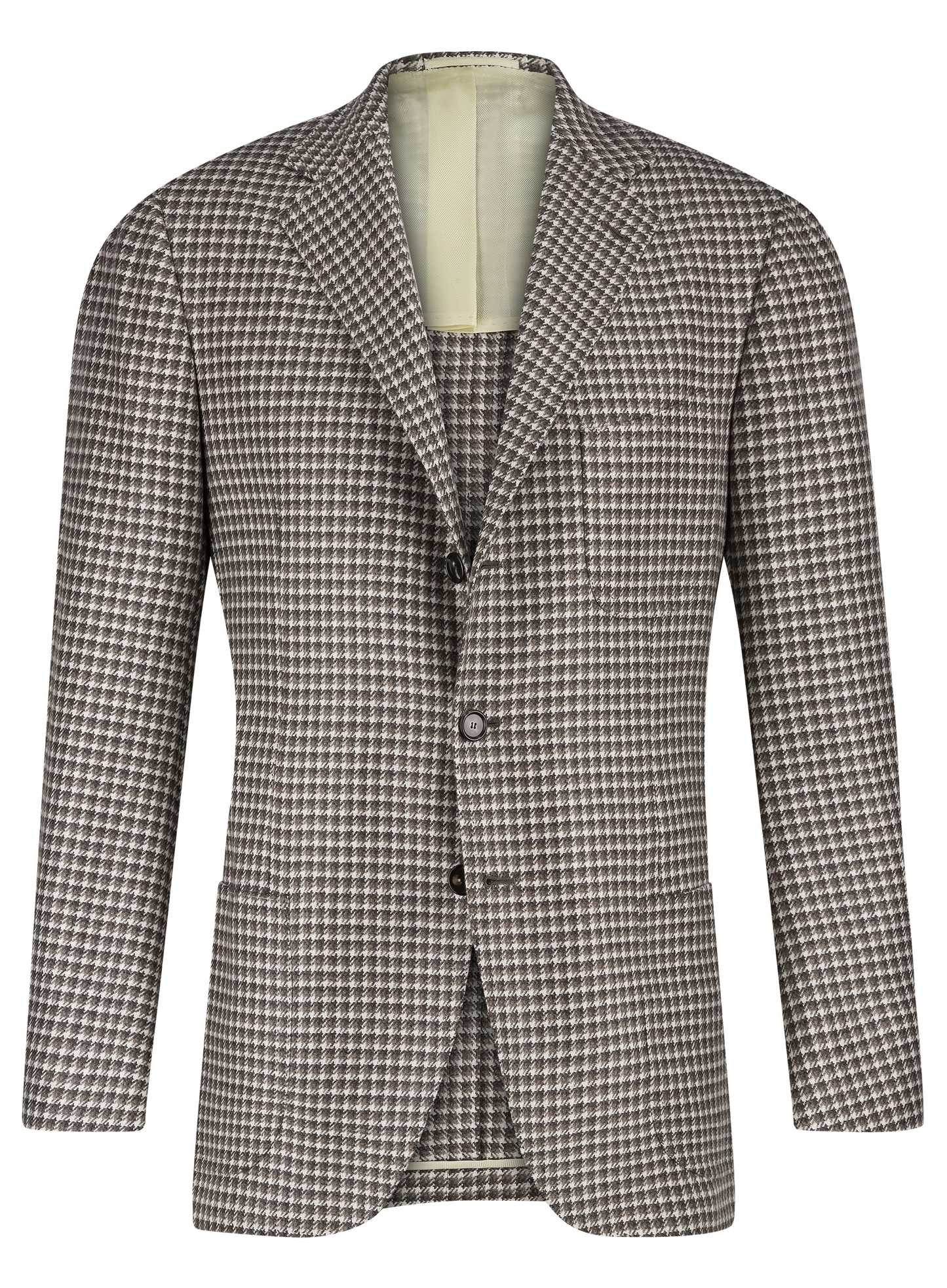 Handgemaakt pied-de-poule jasje van cashmere | Bruin