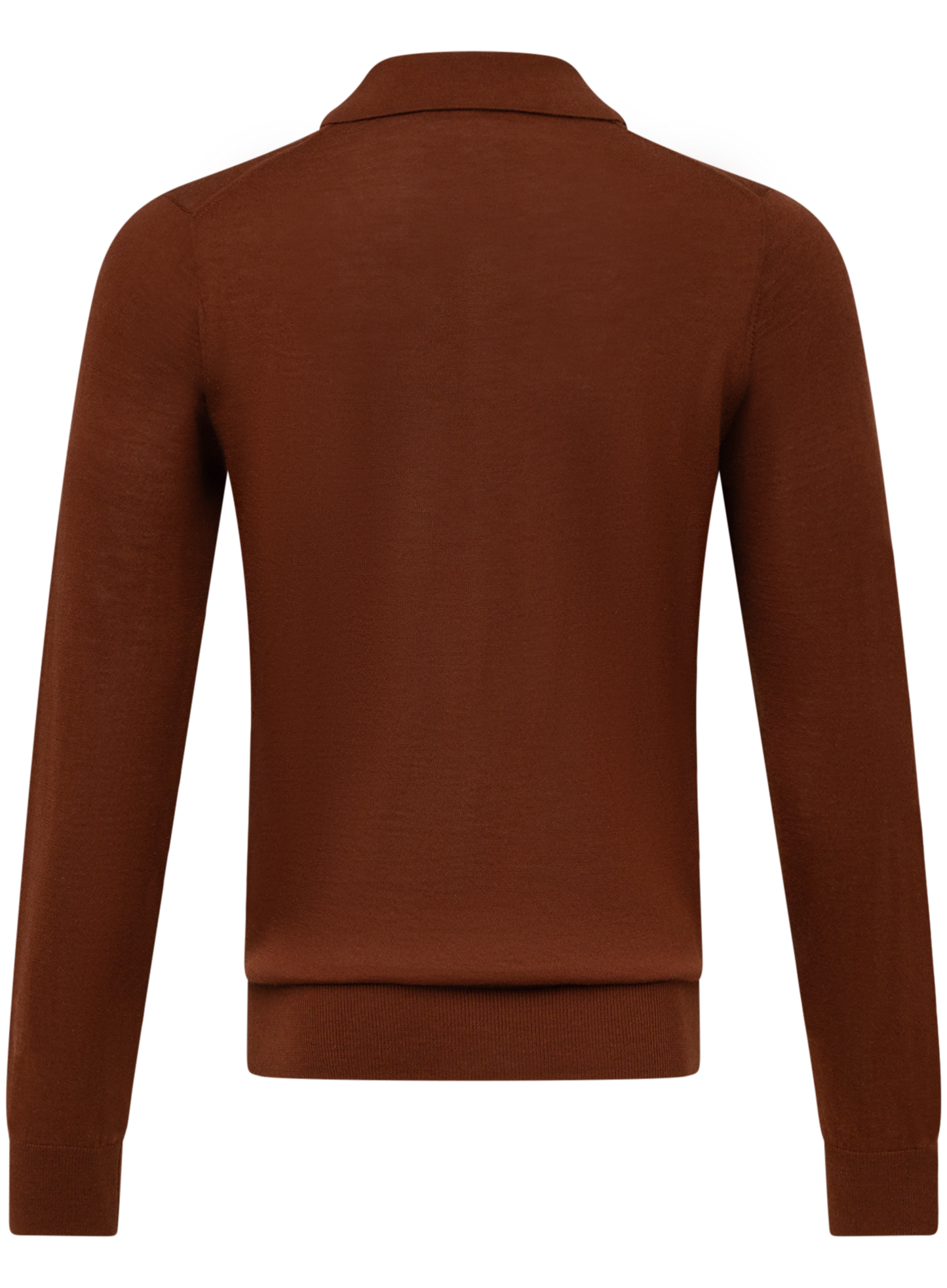 Poloshirt met lange mouwen van cashmere en zijde | Roest