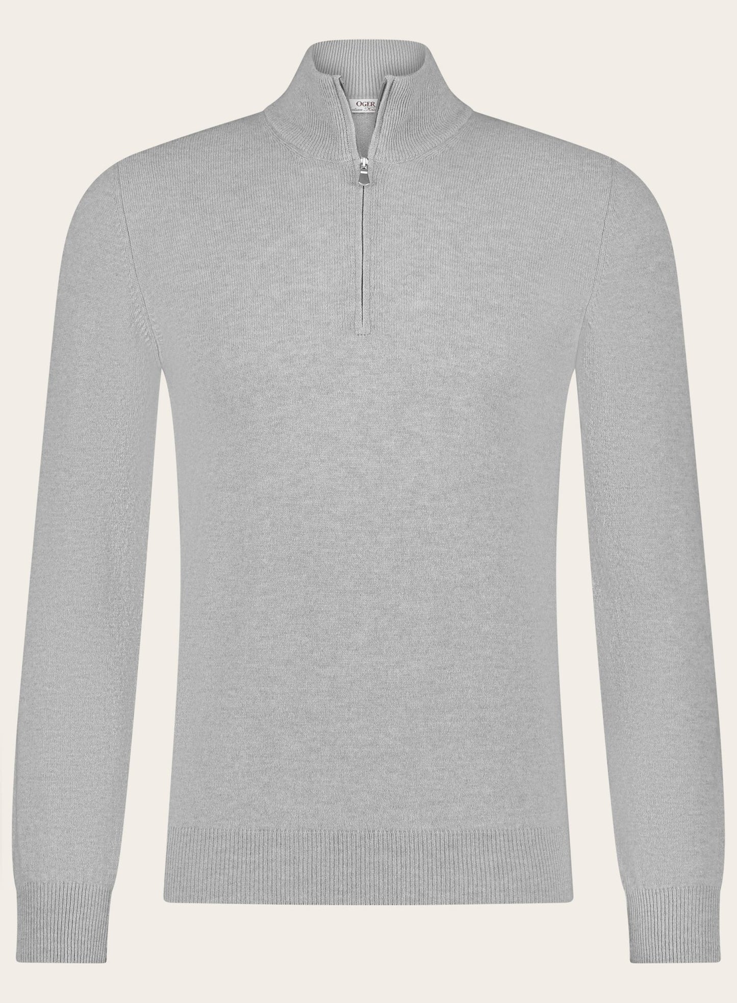 Half-zip van wol en cashmere | L.Grijs