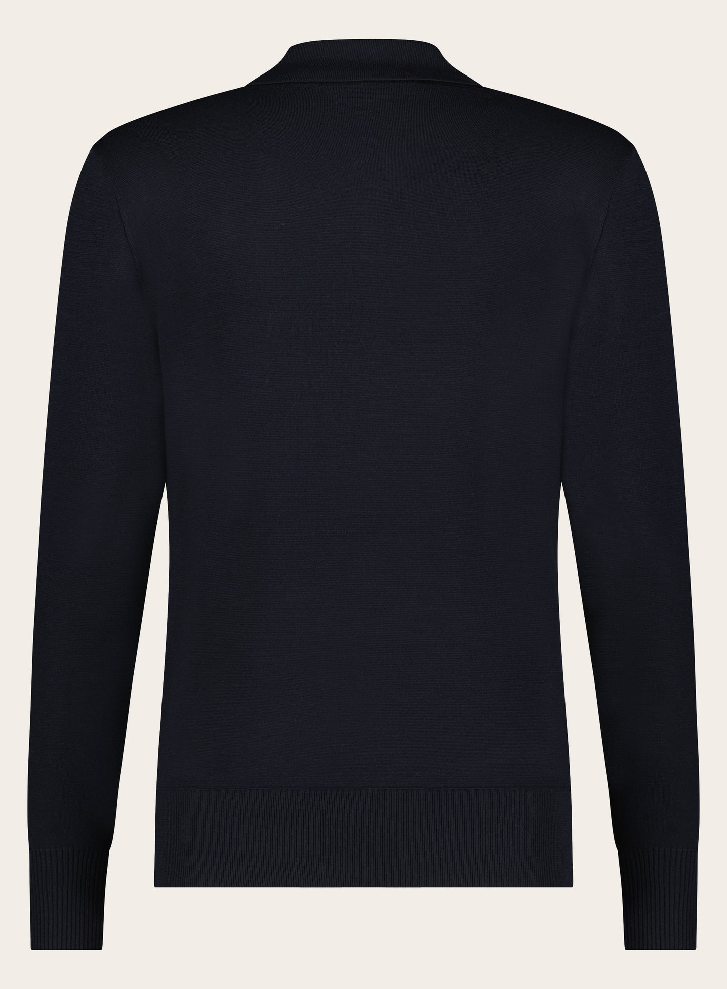 Regular-fit buttonless poloshirt van wol | BLUE NAVY