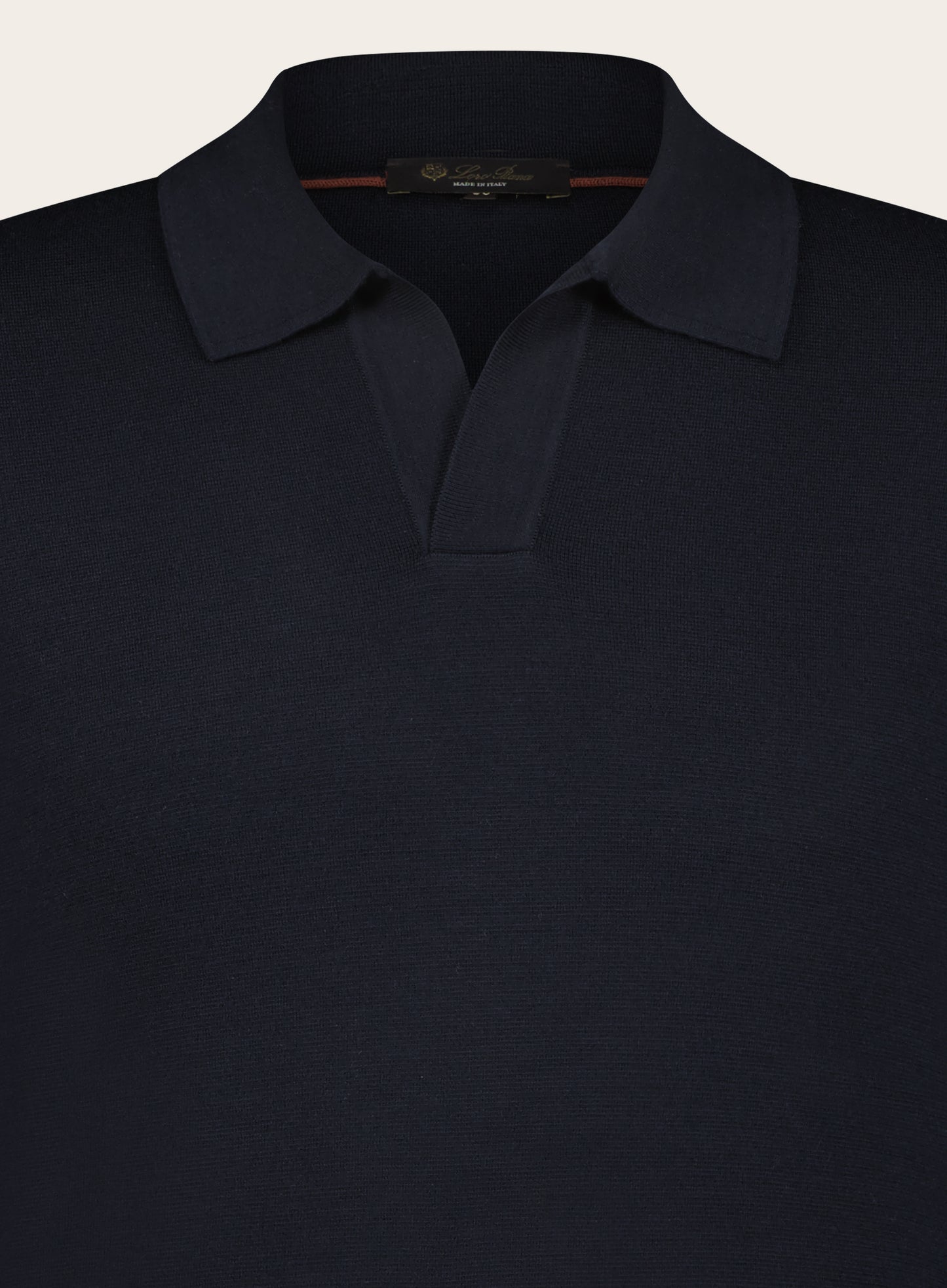 Regular-fit buttonless poloshirt van wol | BLUE NAVY