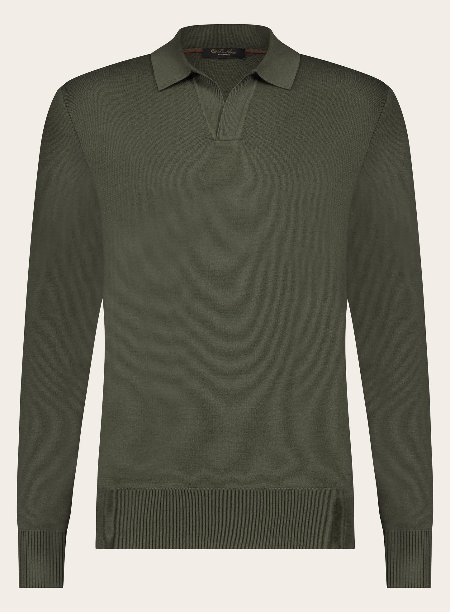 Regular-fit buttonless poloshirt van wol | D.Groen