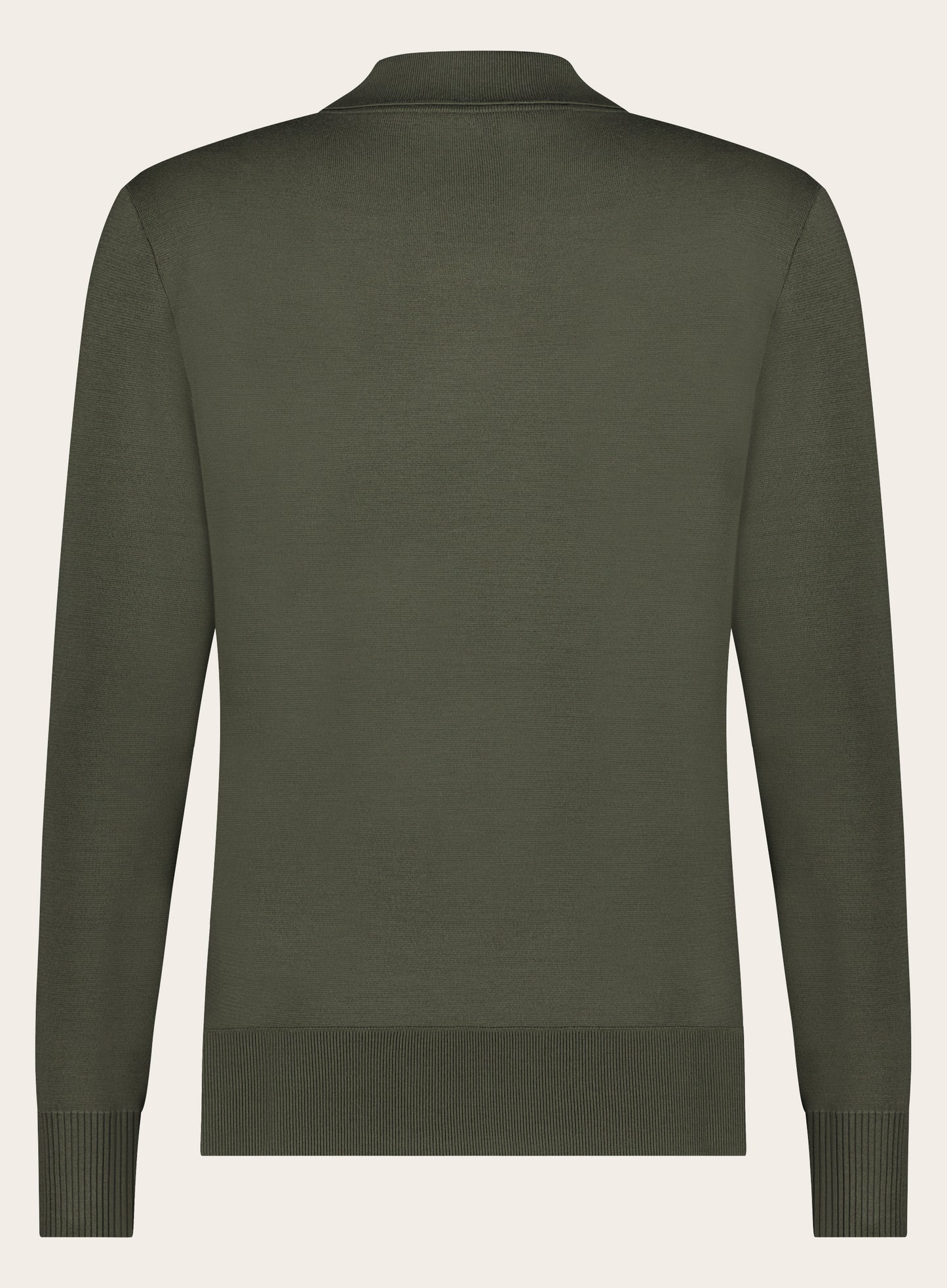 Regular-fit buttonless poloshirt van wol | D.Groen