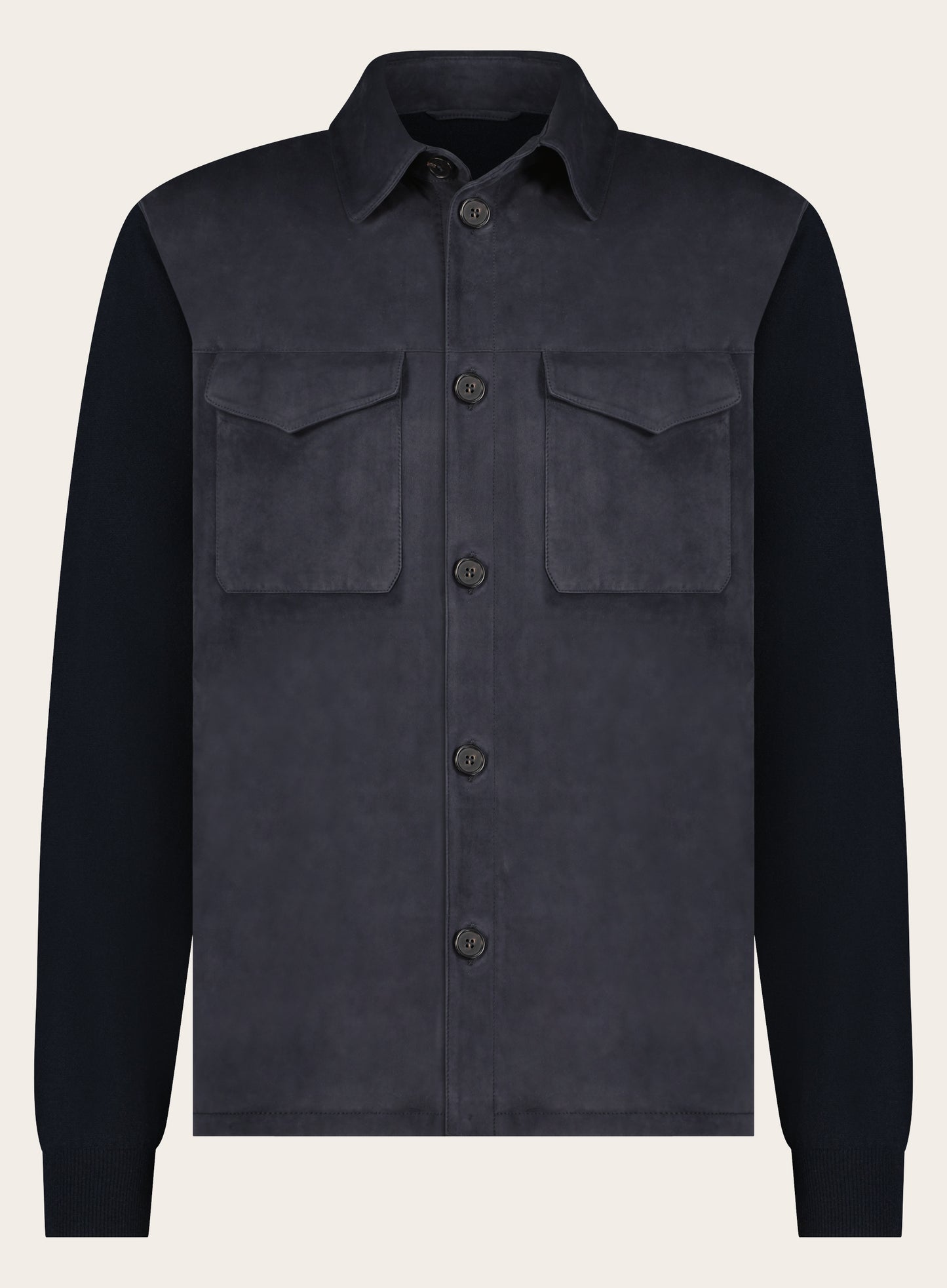 Regular-fit Tacna Cash overshirt van suède en cashmere | BLUE NAVY