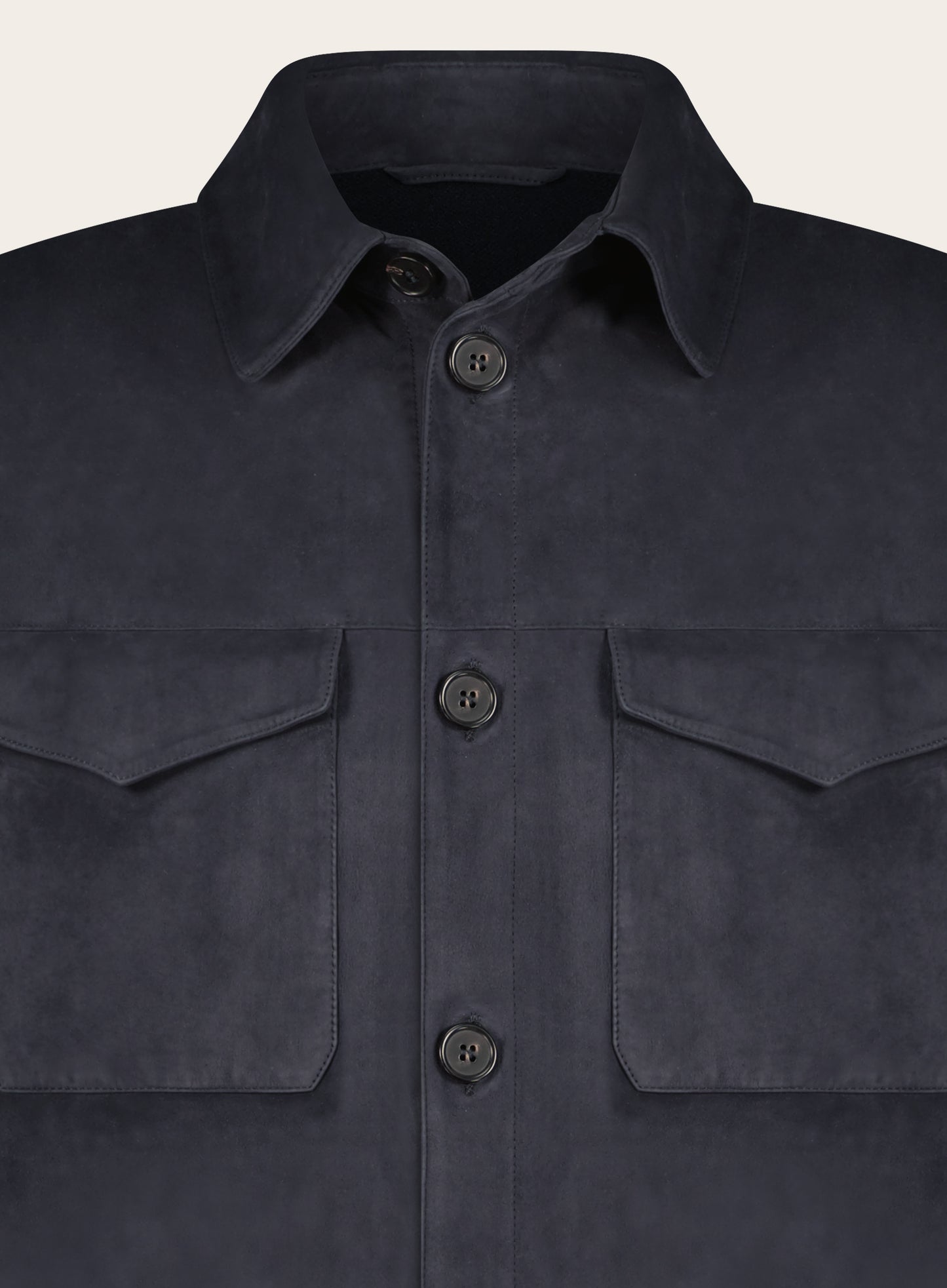 Regular-fit Tacna Cash overshirt van suède en cashmere | BLUE NAVY