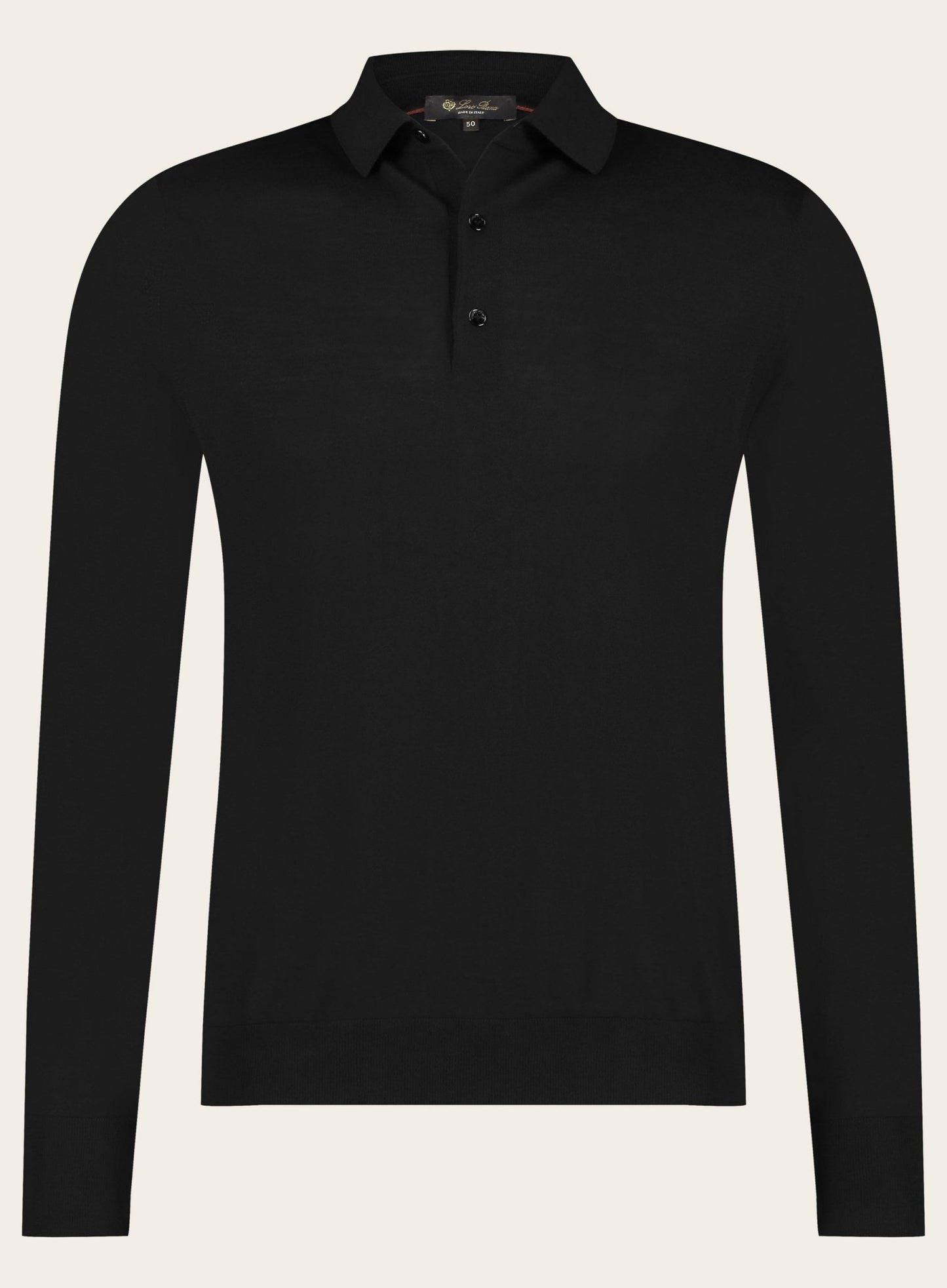 Polo met lange mouwen van wol | Zwart