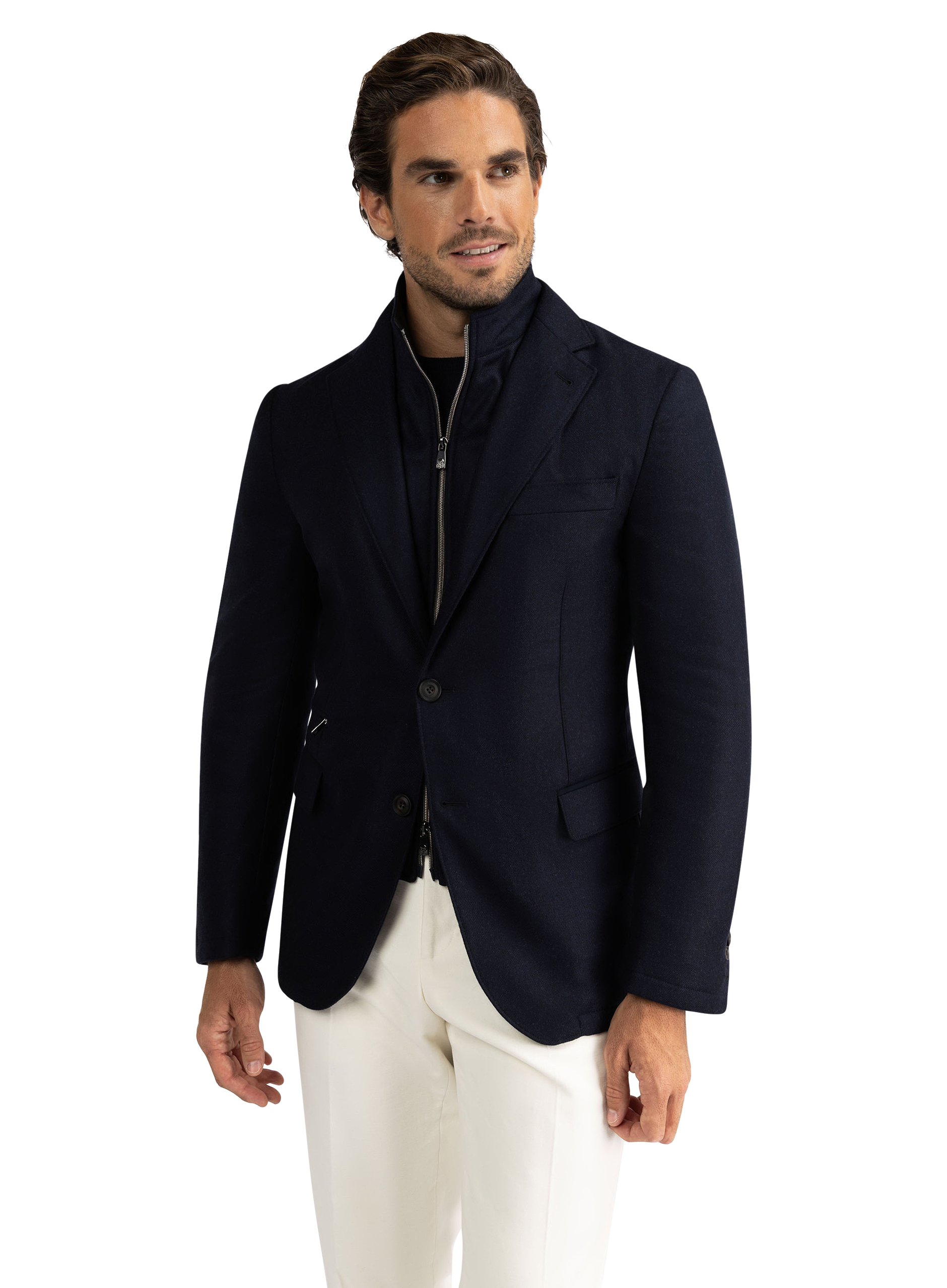 Jas met uitneembare kraag | BLUE NAVY