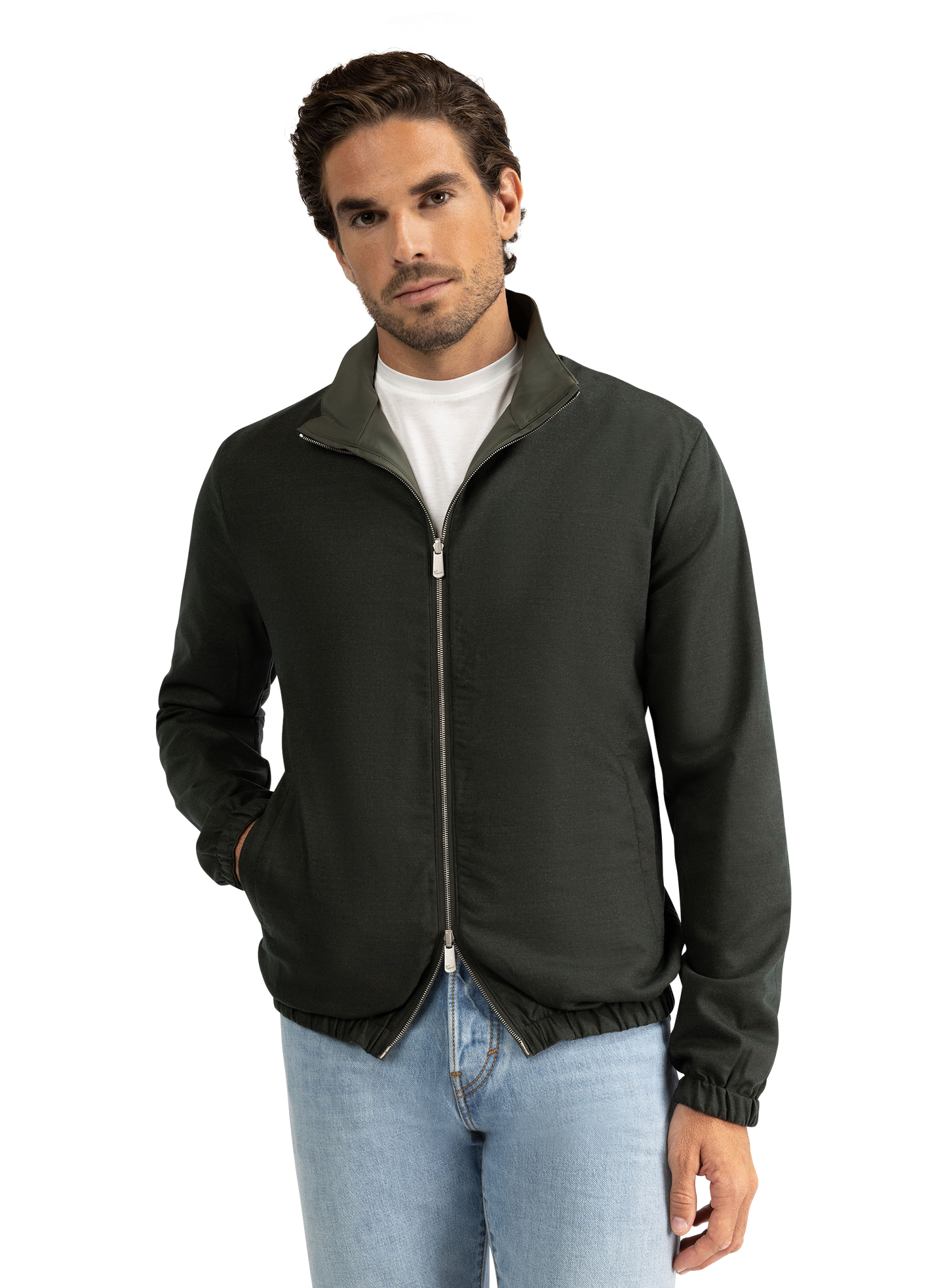 Reversible jack van wol en cashmere | Groen