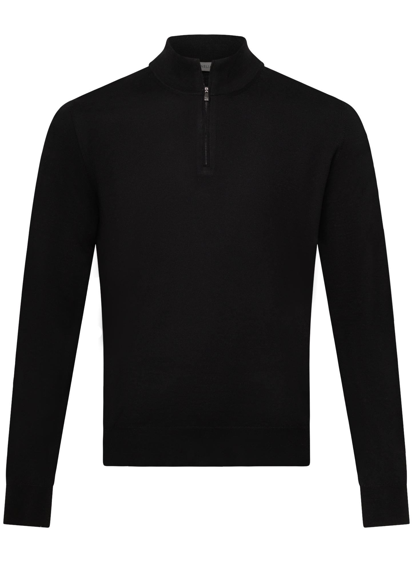 Half-zip vest van virgin wol | Zwart