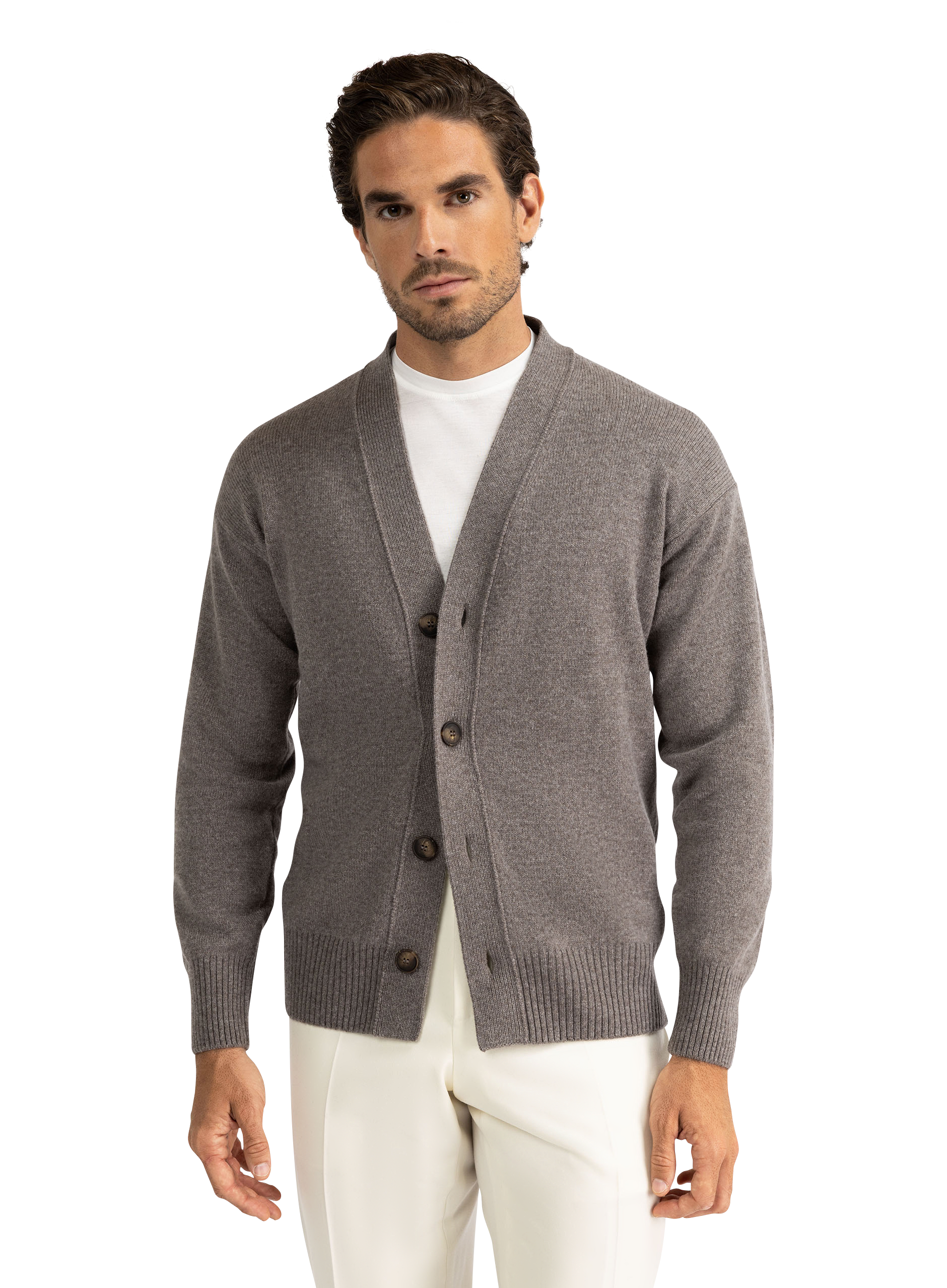 Cardigan van virgin wol | TAUPE