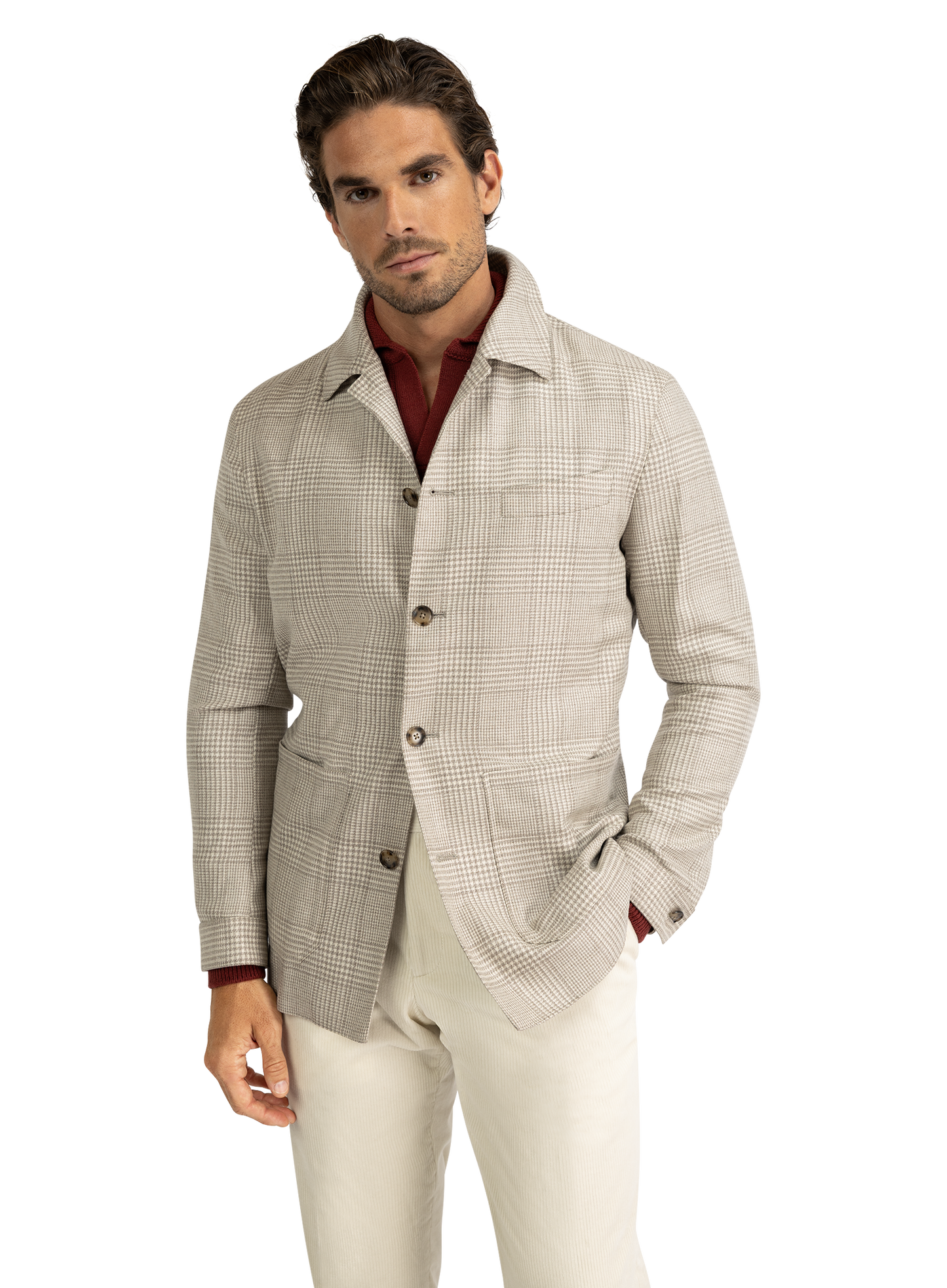 Shirt jacket van wol | TAUPE BEIGE