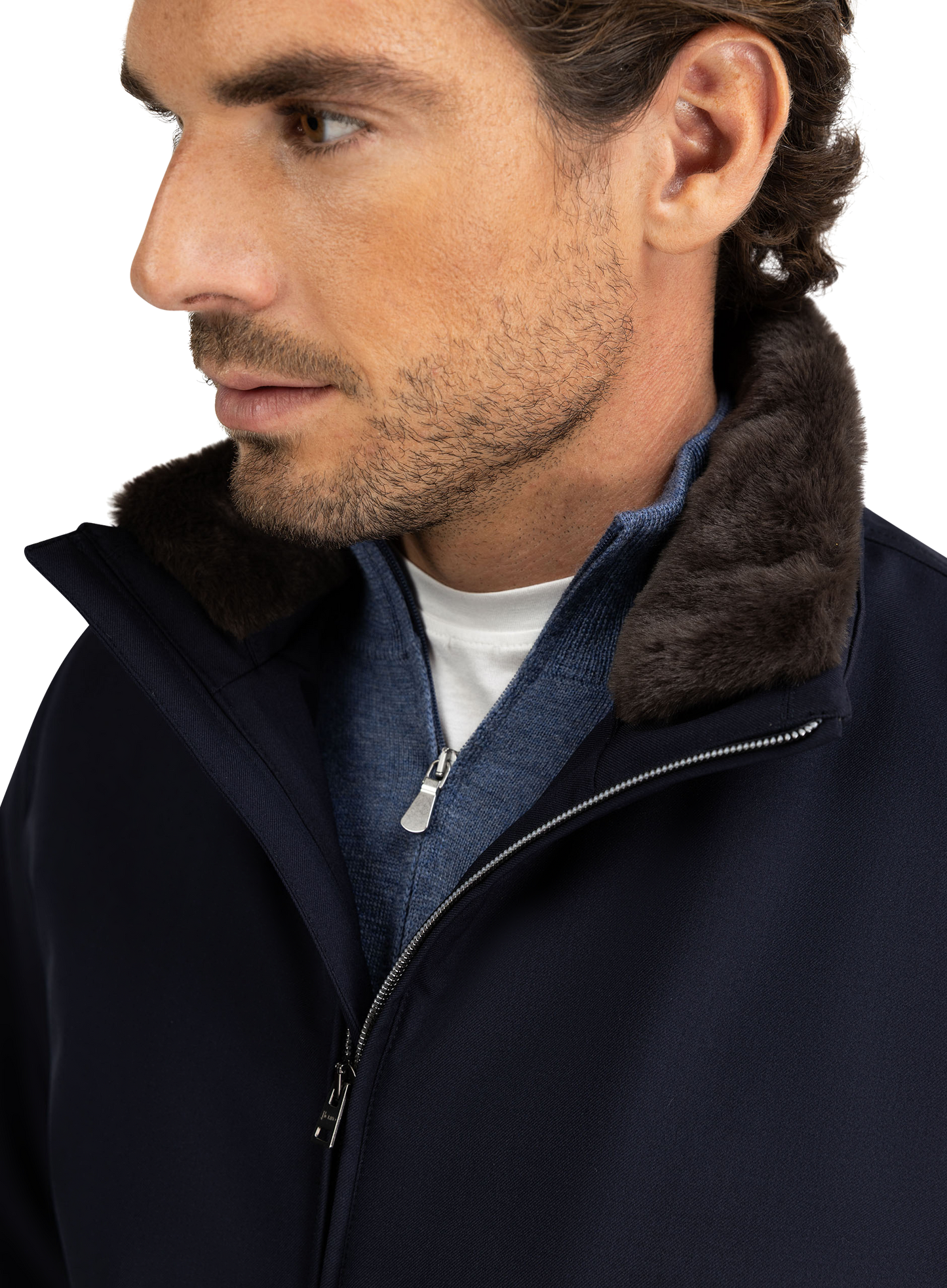 Bomberjack met opstaande kraag | FULL_WIDTH | D.blauw
