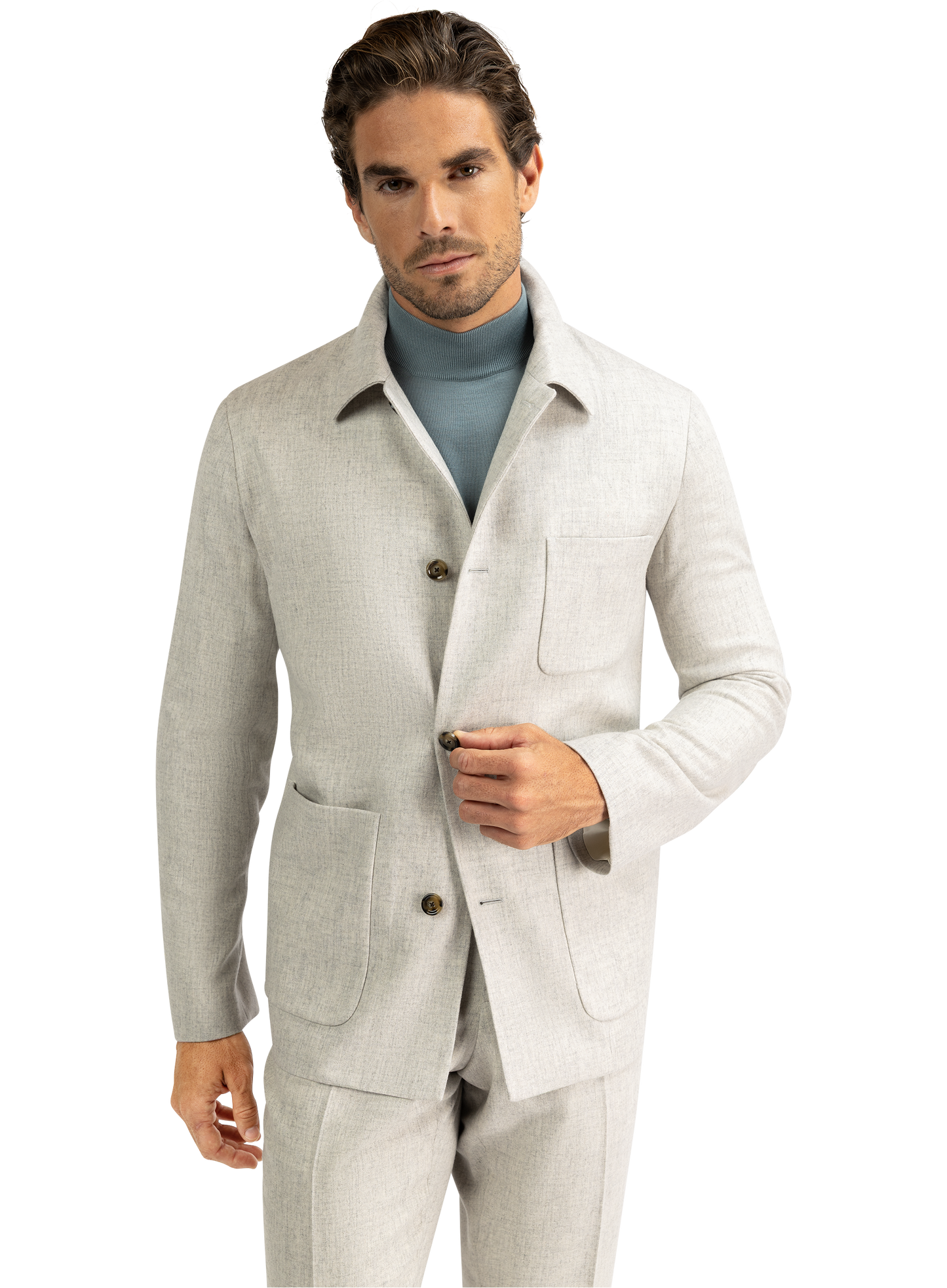 Overshirt van wol en cashmere | L.Grijs