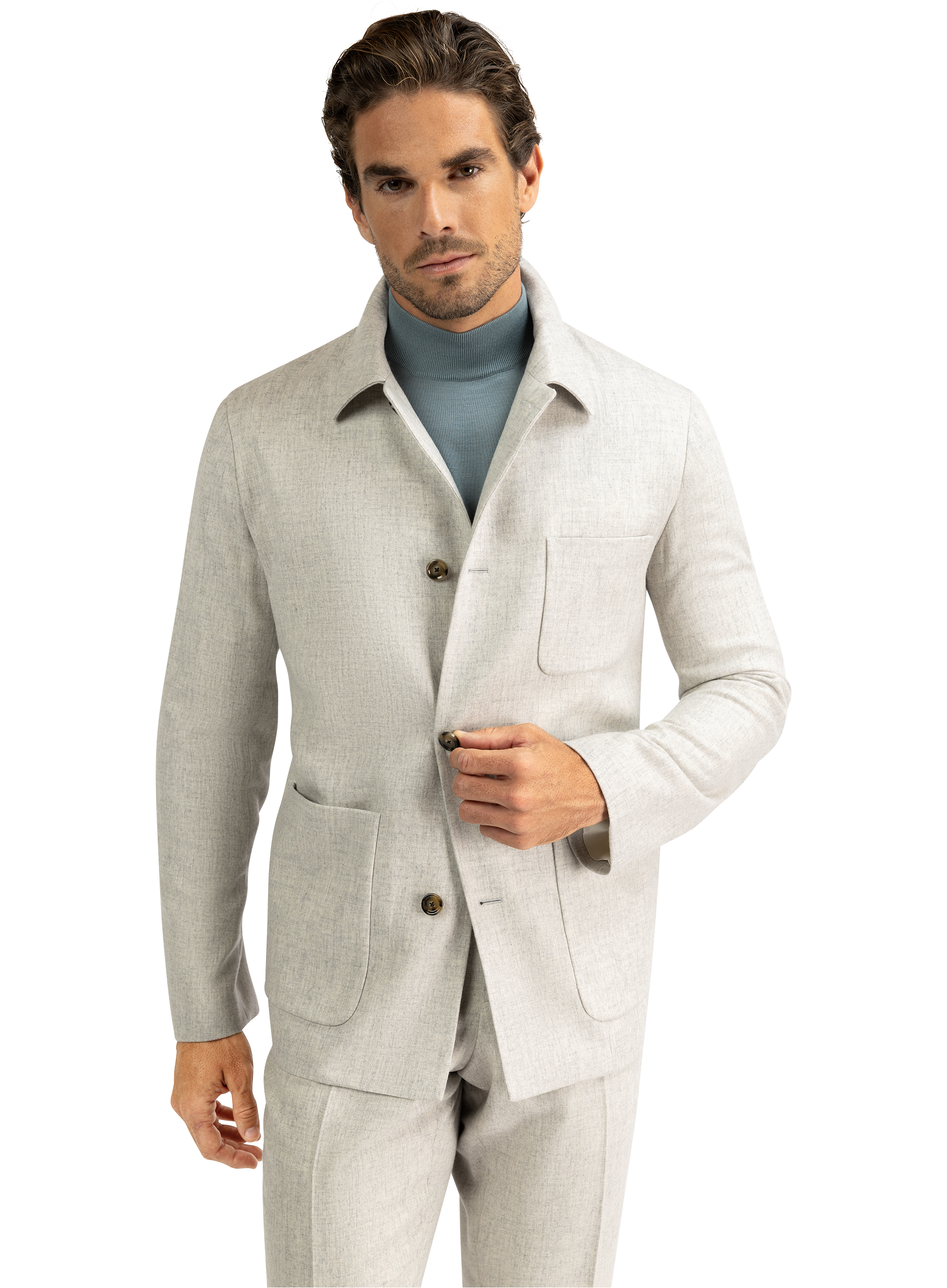 Overshirt van wol en cashmere | L.Grijs