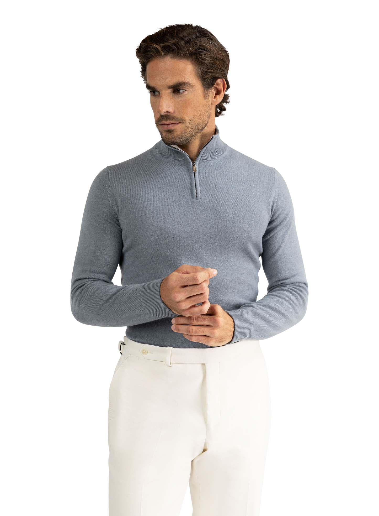 Half-zip trui van cashmere | L.Blauw