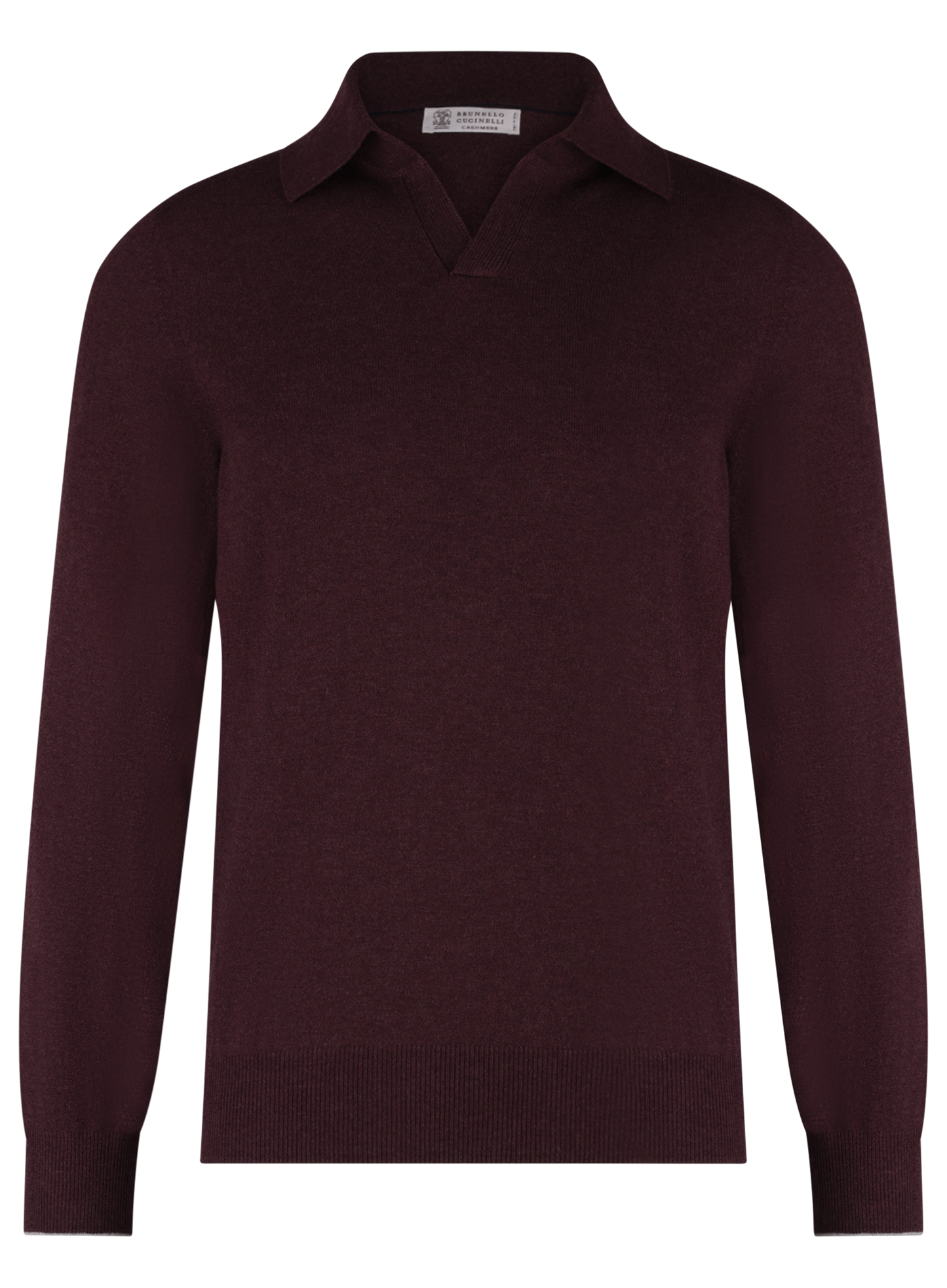 Buttonless polo van cashmere | DARK BORDEAUX