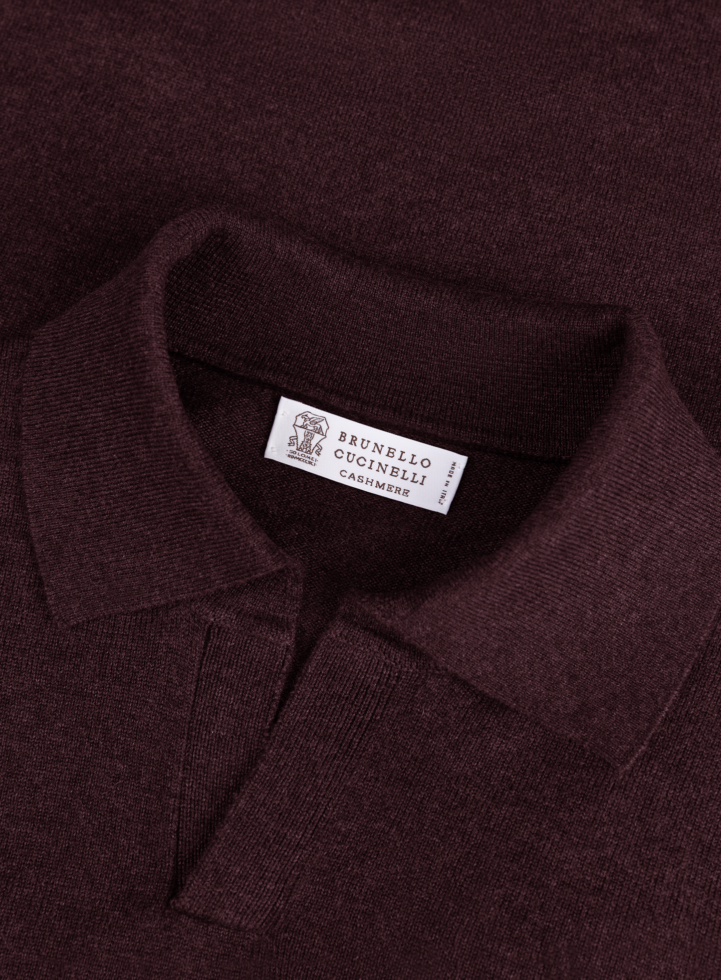 Buttonless polo van cashmere | FULL_WIDTH | DARK BORDEAUX