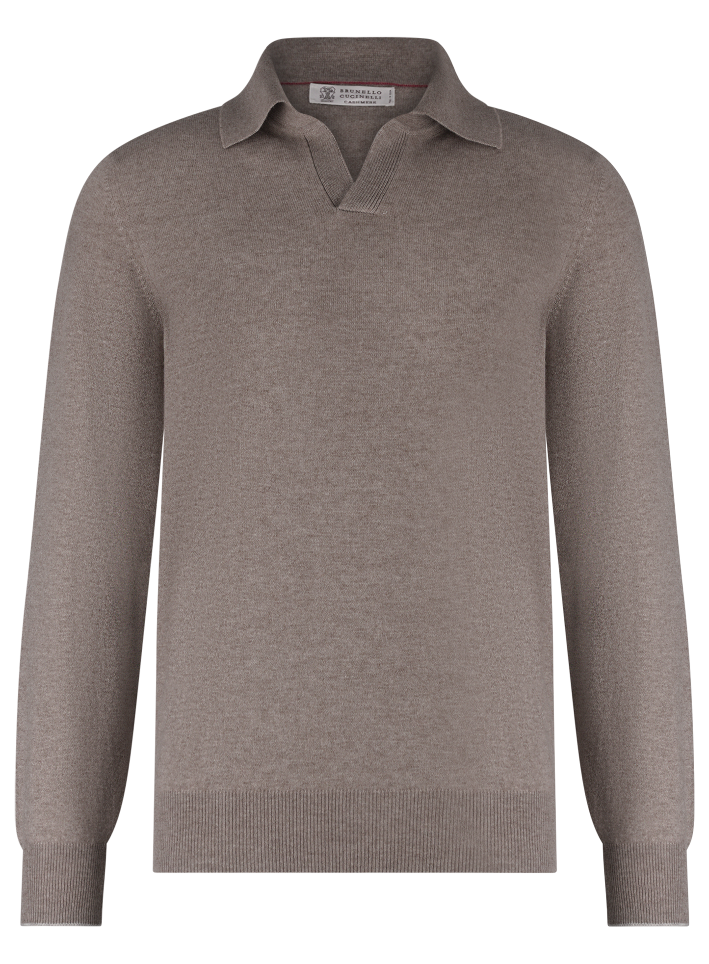 Buttonless polo van cashmere | TAUPE