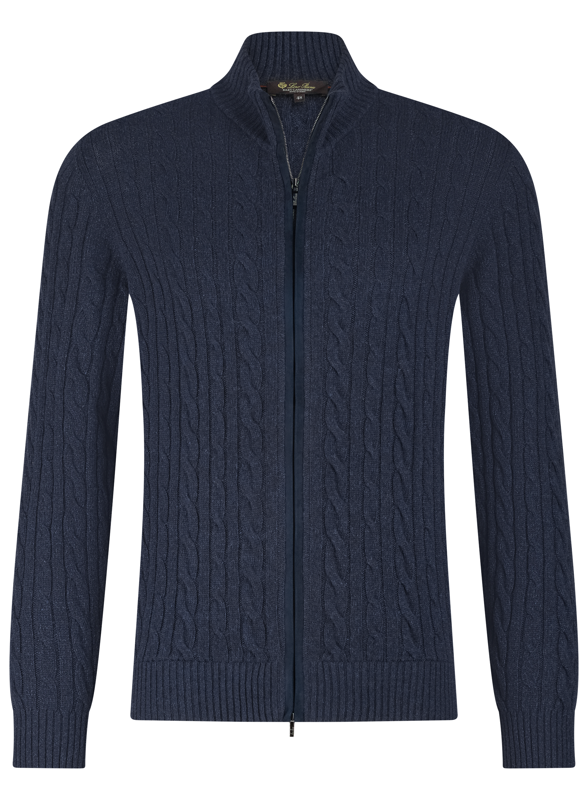 Kabelgebreid ritsvest van cashmere | Blauw