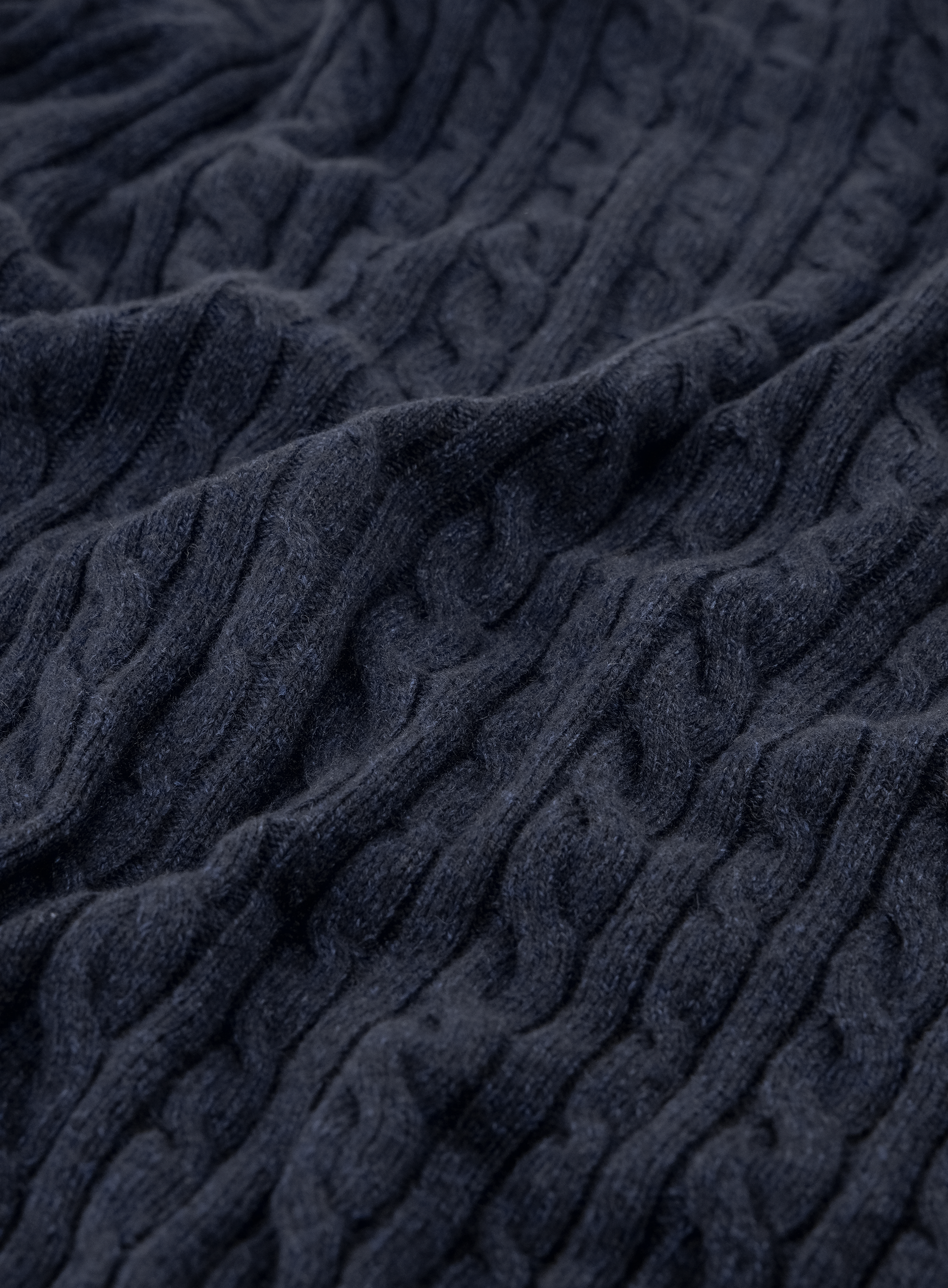 Kabelgebreid ritsvest van cashmere | FULL_WIDTH | Blauw