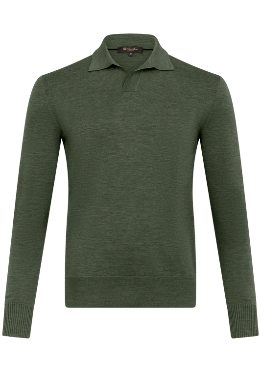 Buttonless polo van virgin wol | D.Groen