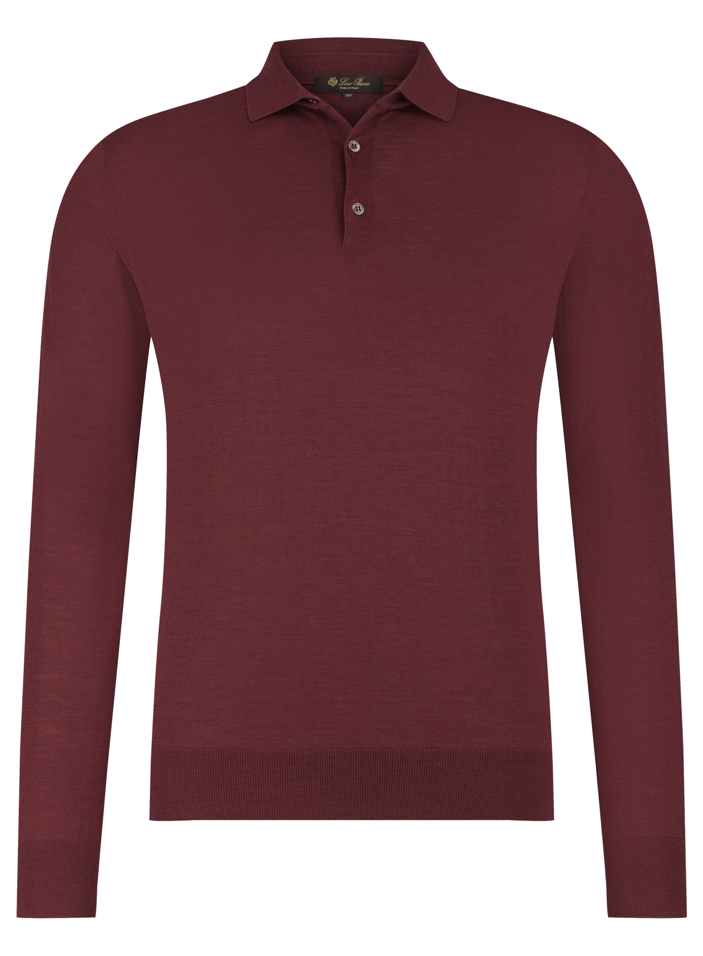 Poloshirt met lange mouwen van cashmere | DARK BORDEAUX