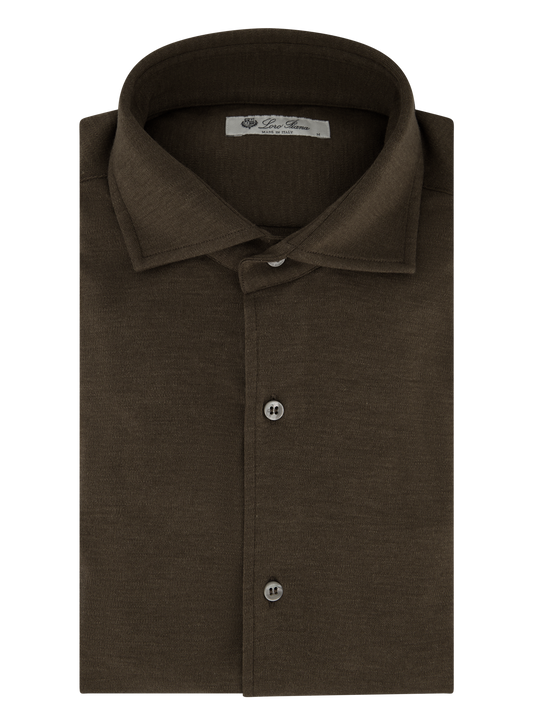 Shirt van cashmere en zijde | Bruin