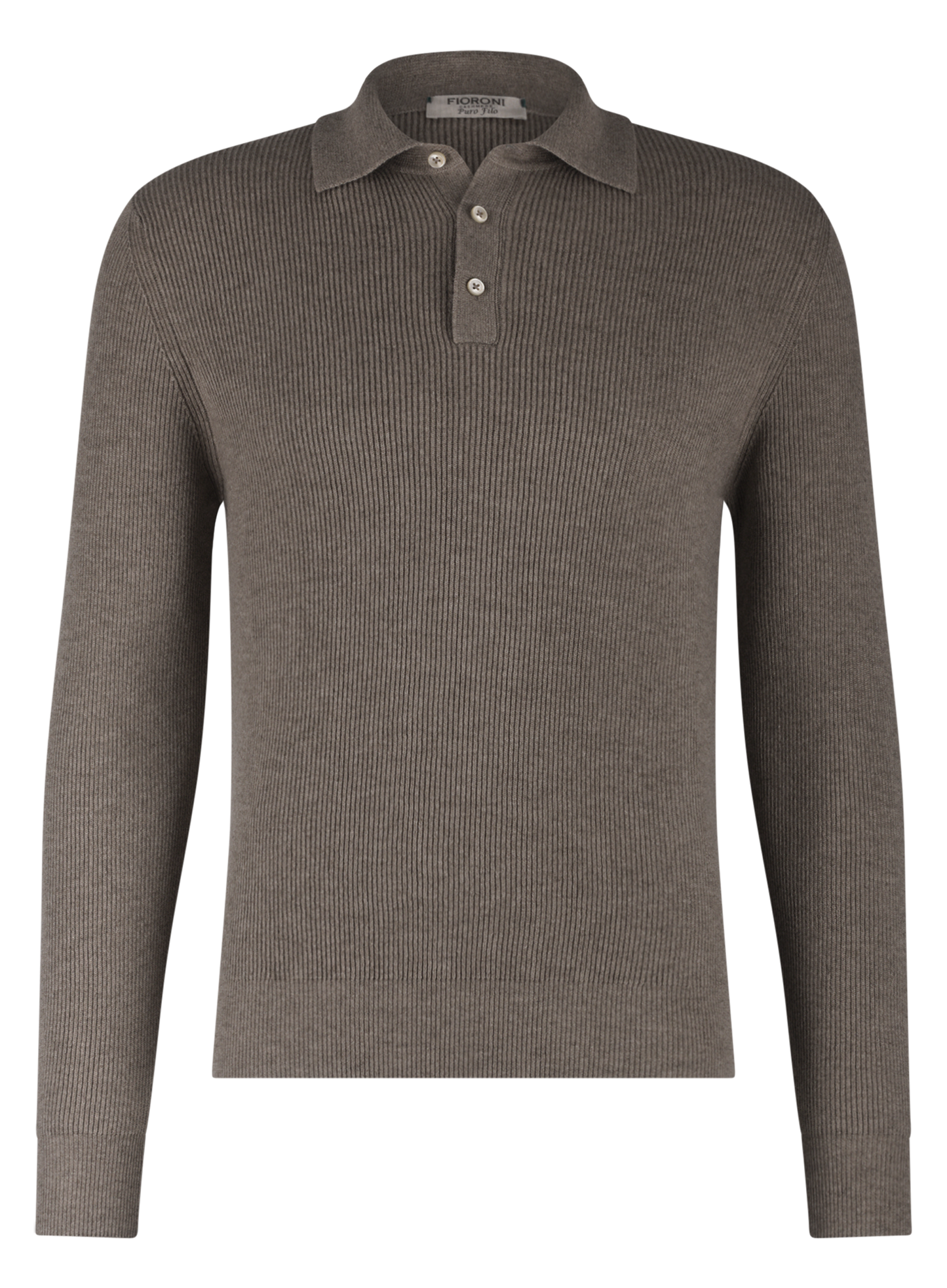 Geribde polo van cashmere | TAUPE