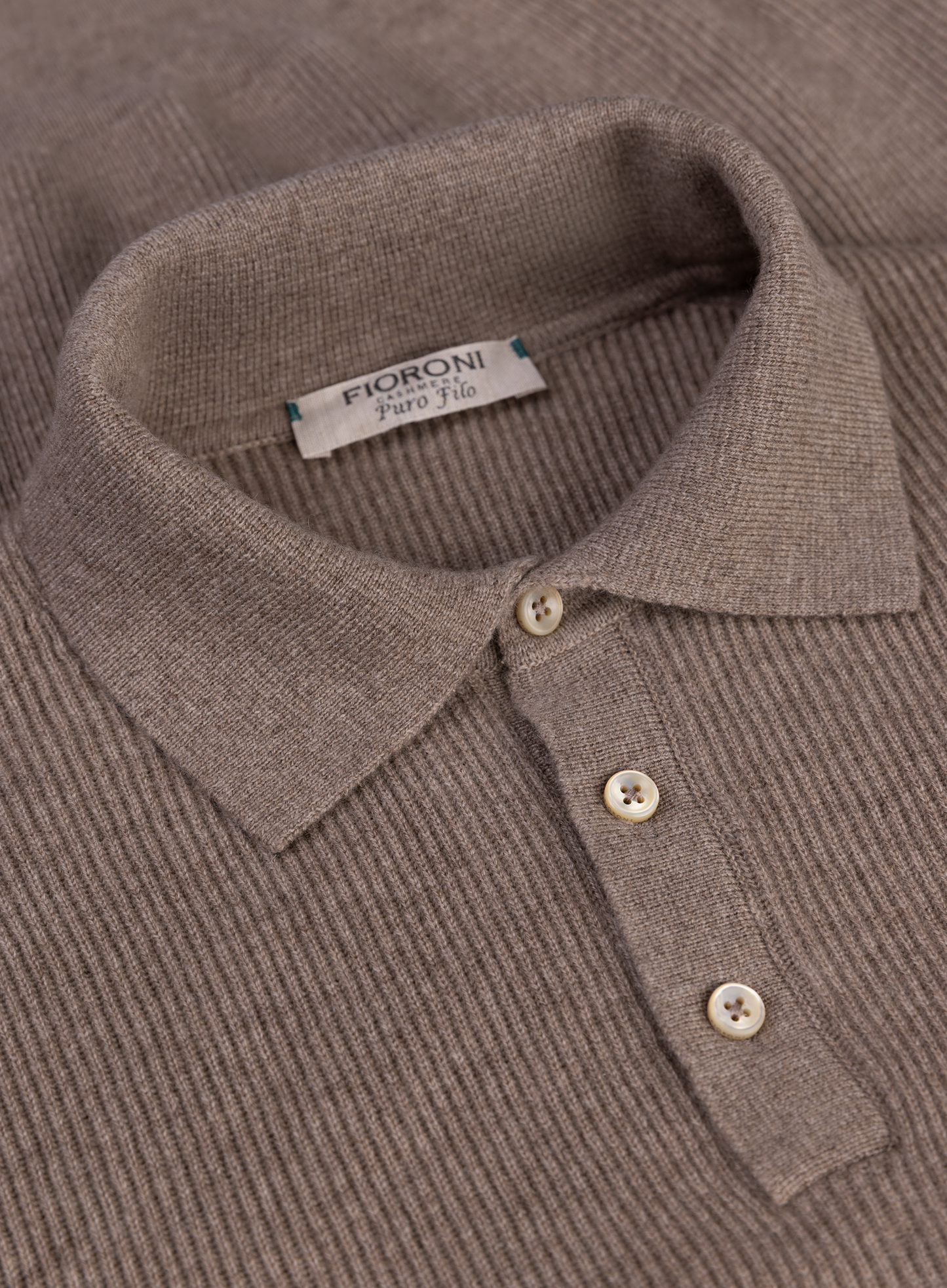 Geribde polo van cashmere | FULL_WIDTH | TAUPE