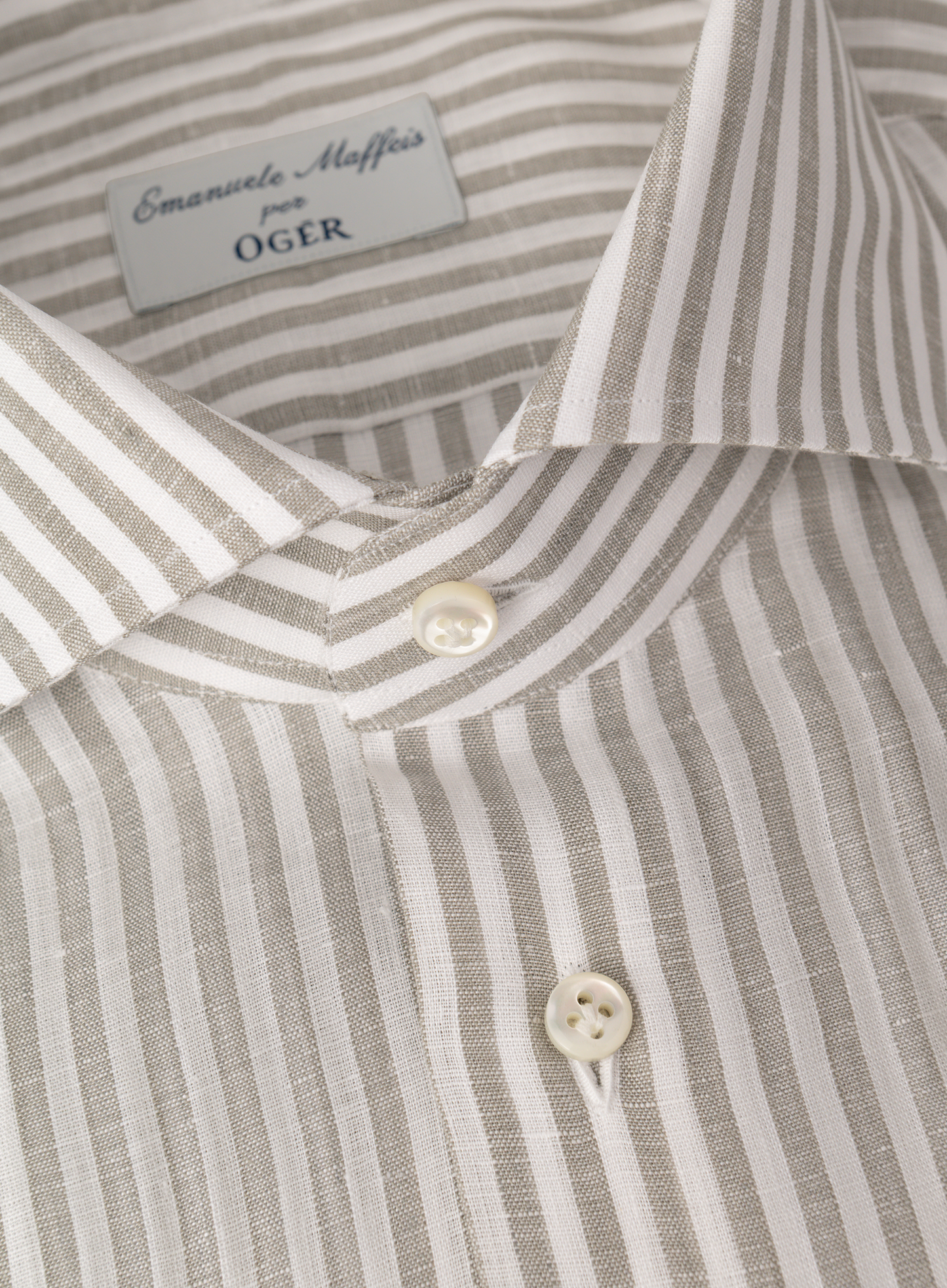 Gestreept linnen shirt | FULL_WIDTH | Groen