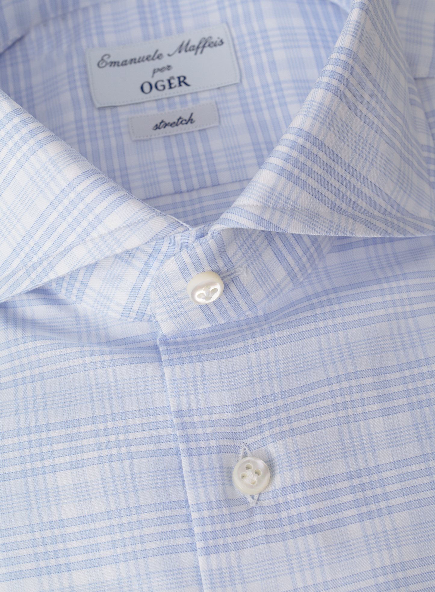 Katoen-stretch ruitshirt | FULL_WIDTH | L.Blauw