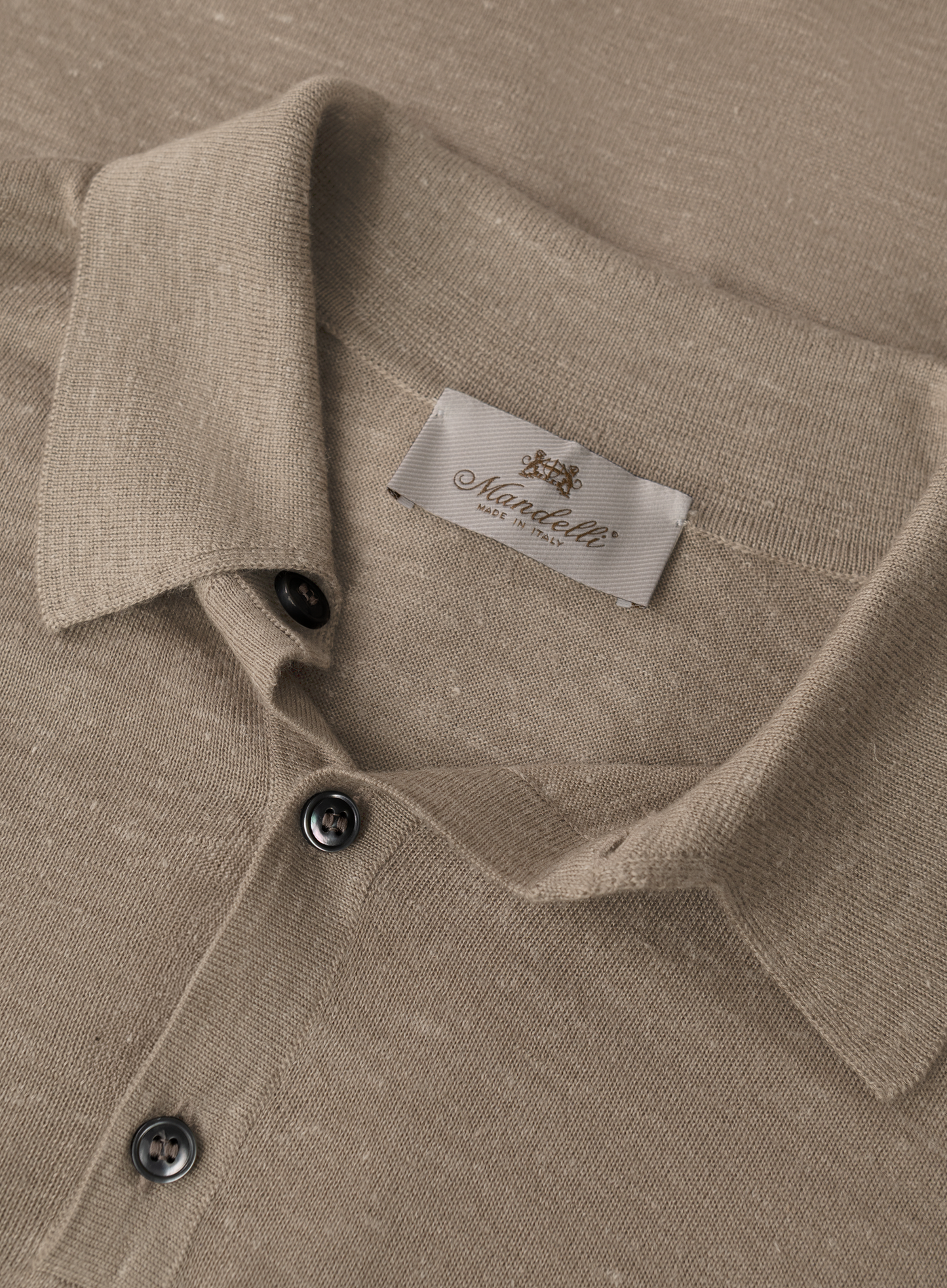 Cashmere-zijde-hennep polo | FULL_WIDTH | Beige