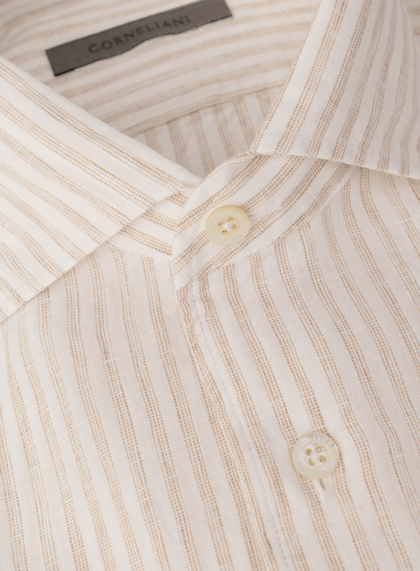 Gestreept linnen shirt | FULL_WIDTH | Beige