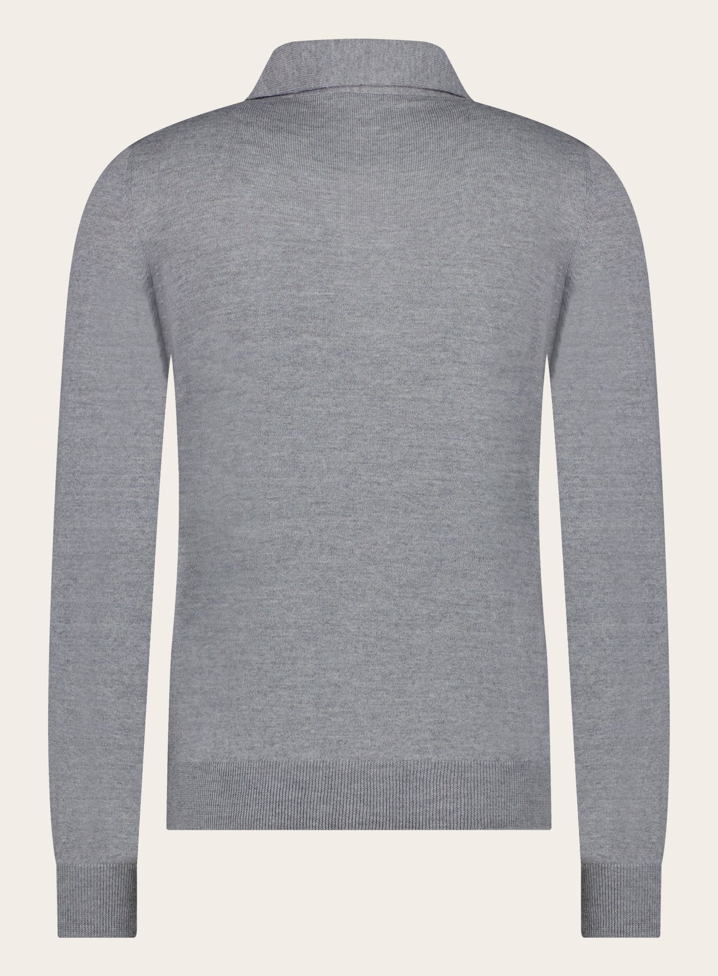 Lange mouw polo van wol | L.Grijs