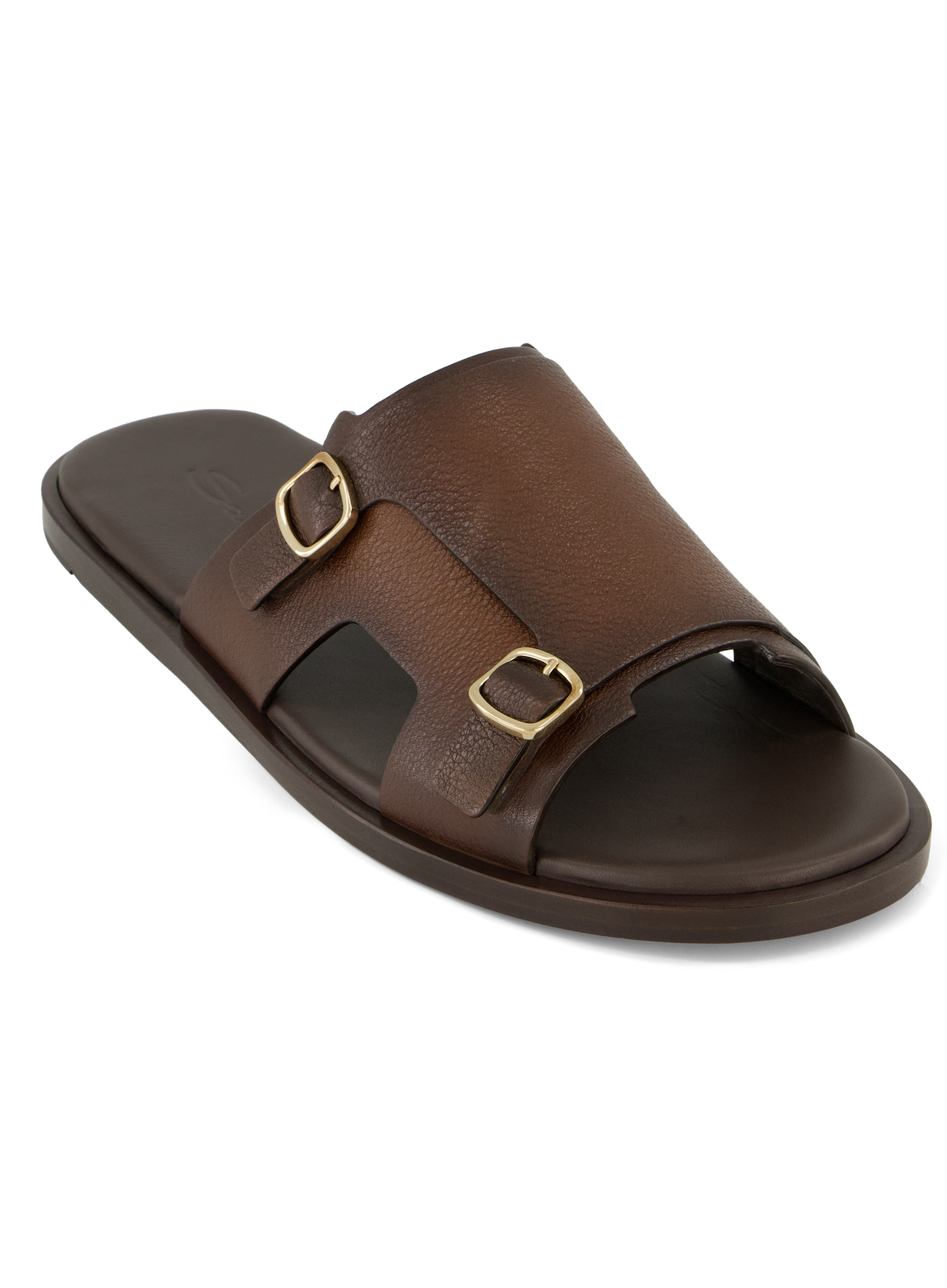 Dubbele gesp sandalen van leer | D.Bruin