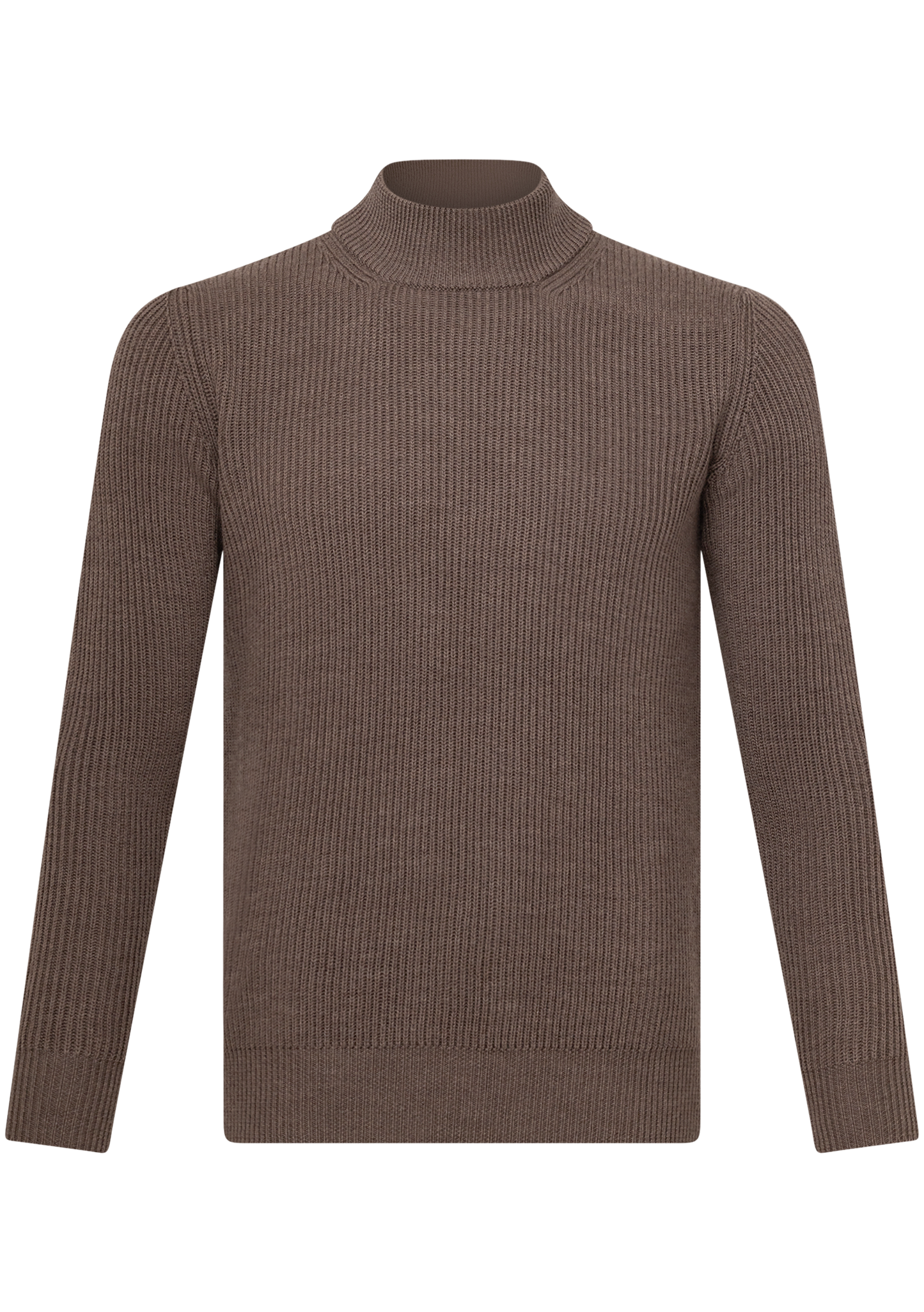 Mockneck trui van merino wol | TAUPE