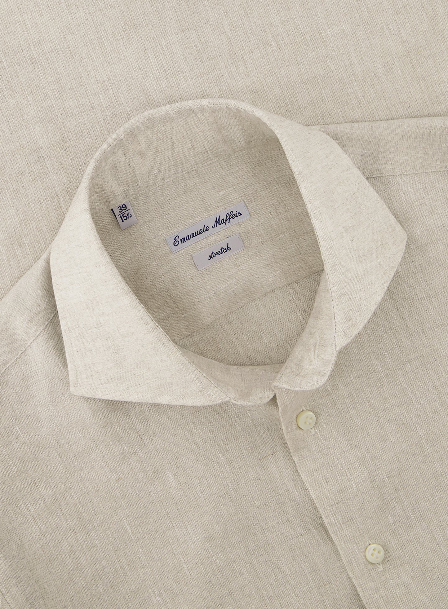 Stretch shirt van linnen | Beige