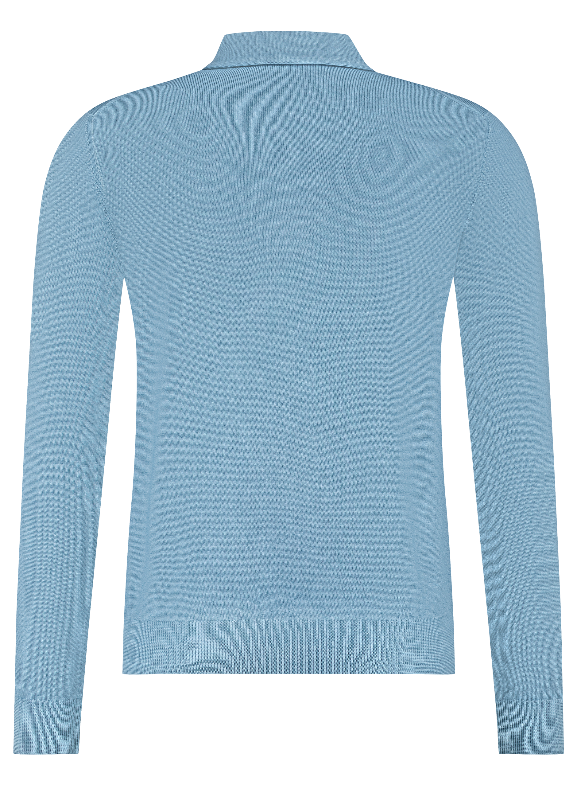 Longsleeve polo van wol | L.Blauw
