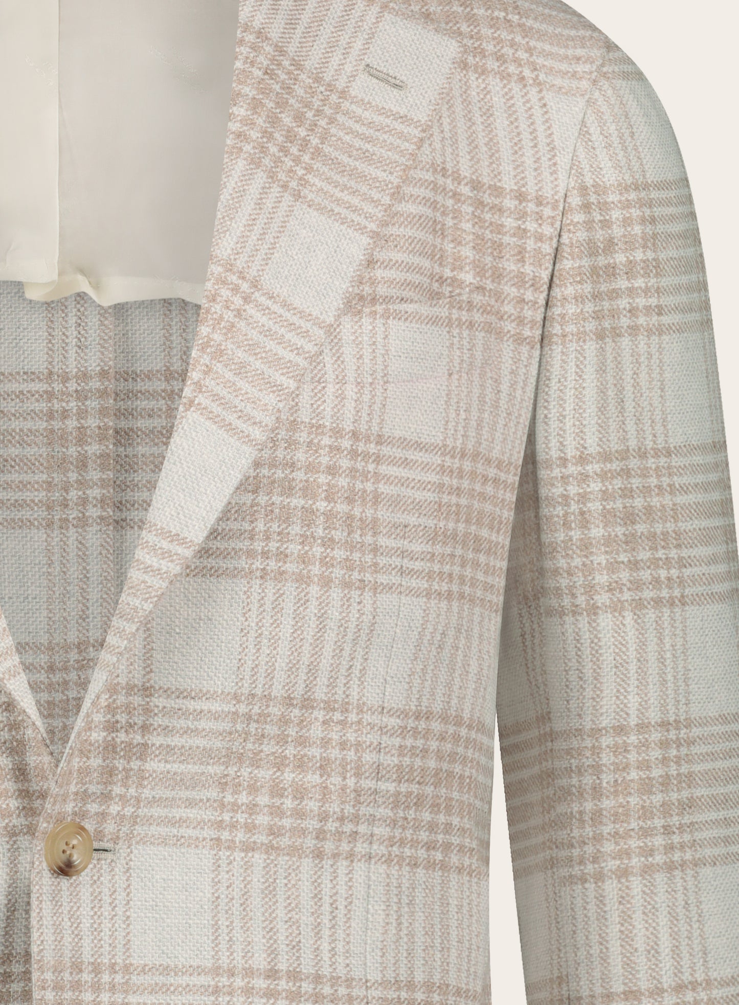 Geruit jasje van cashmere en wol | Beige