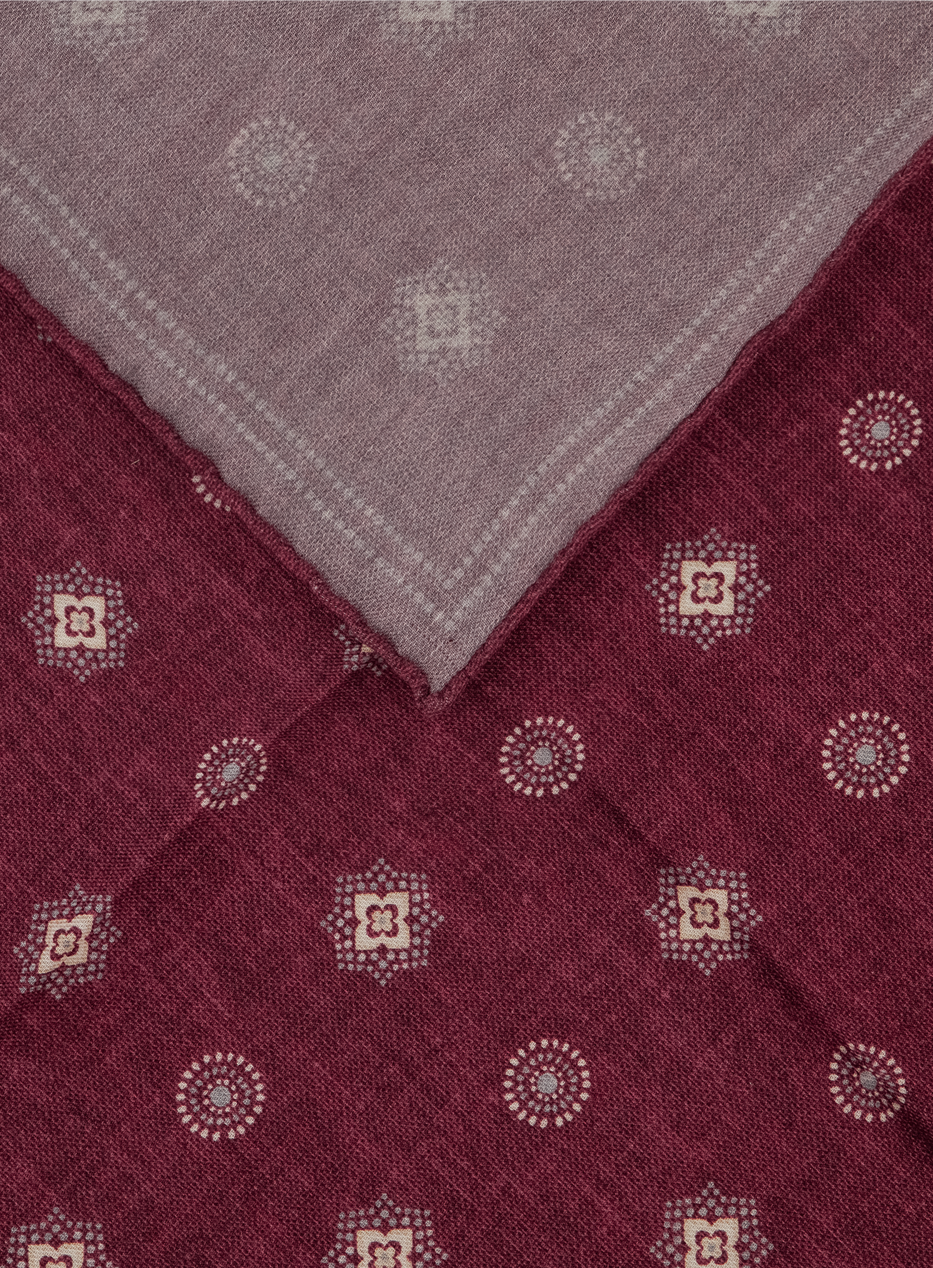 Pochet met print van wol en katoen | DARK BORDEAUX