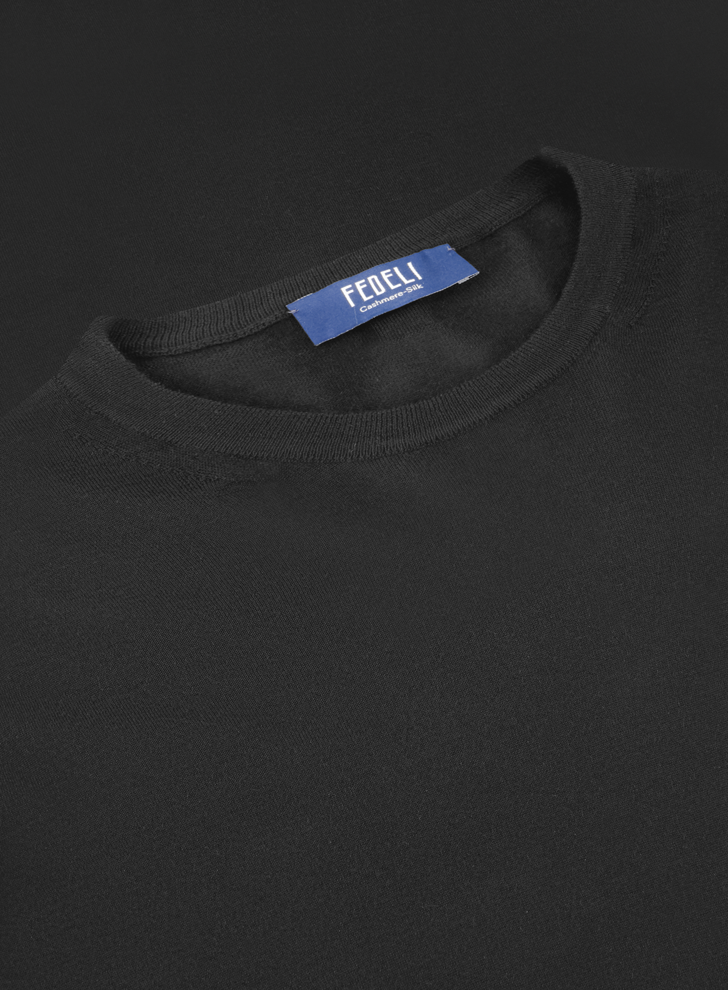 Longsleeve crewneck van cashmere en zijde | FULL_WIDTH | Zwart