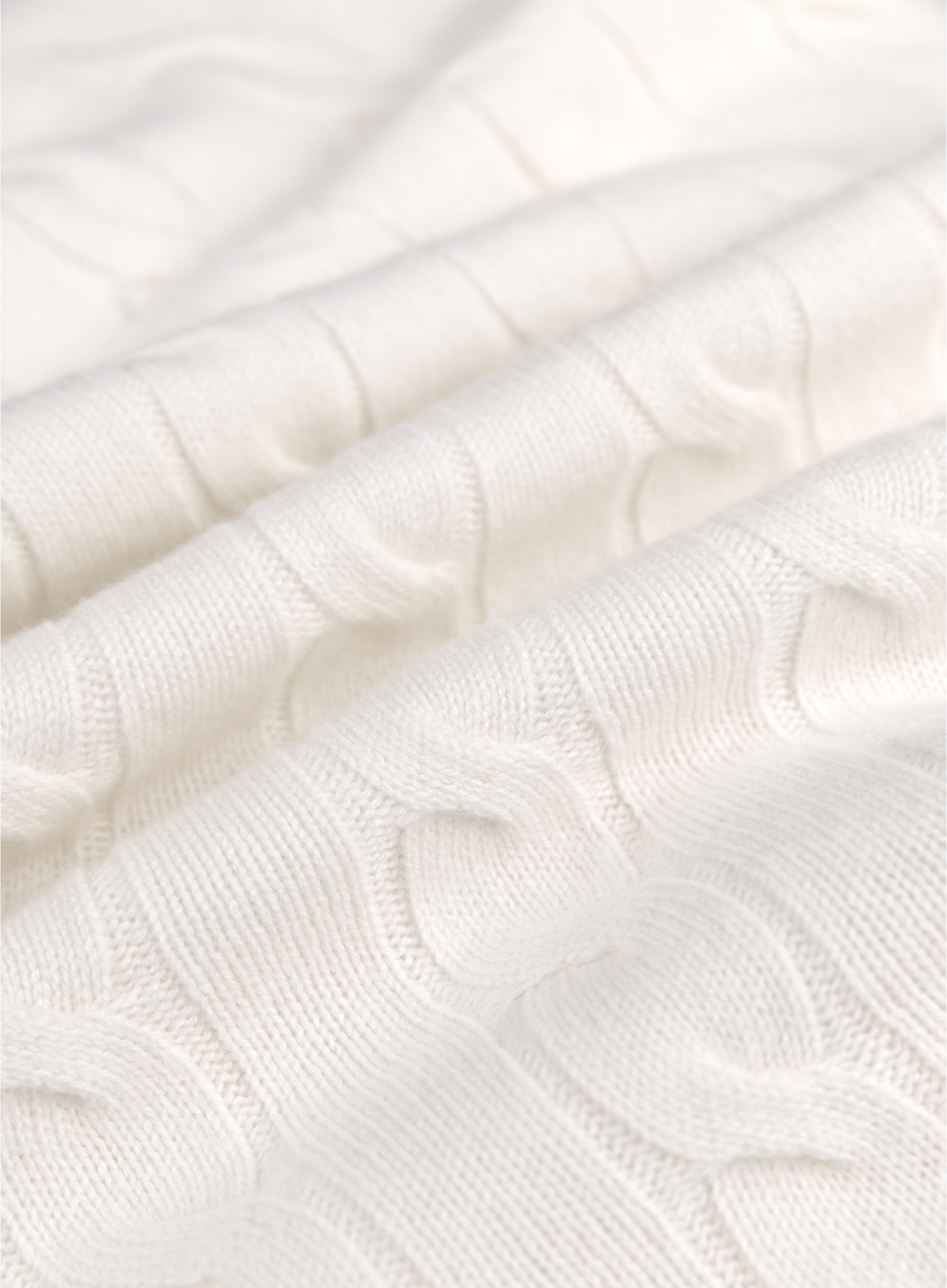 Kabelgebreide polo van wol en cashmere | FULL_WIDTH | Wit